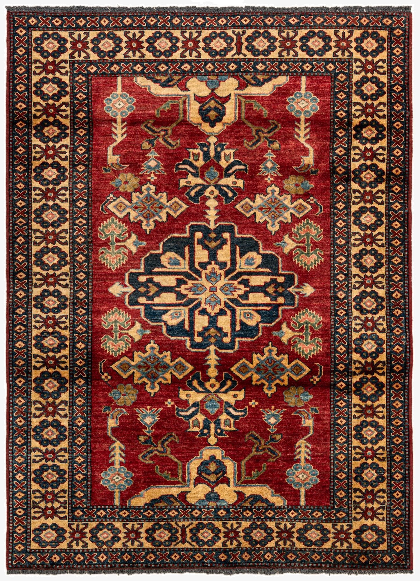  4' 3 x 5' 8  Hand Knotted Kazak Wool Rug