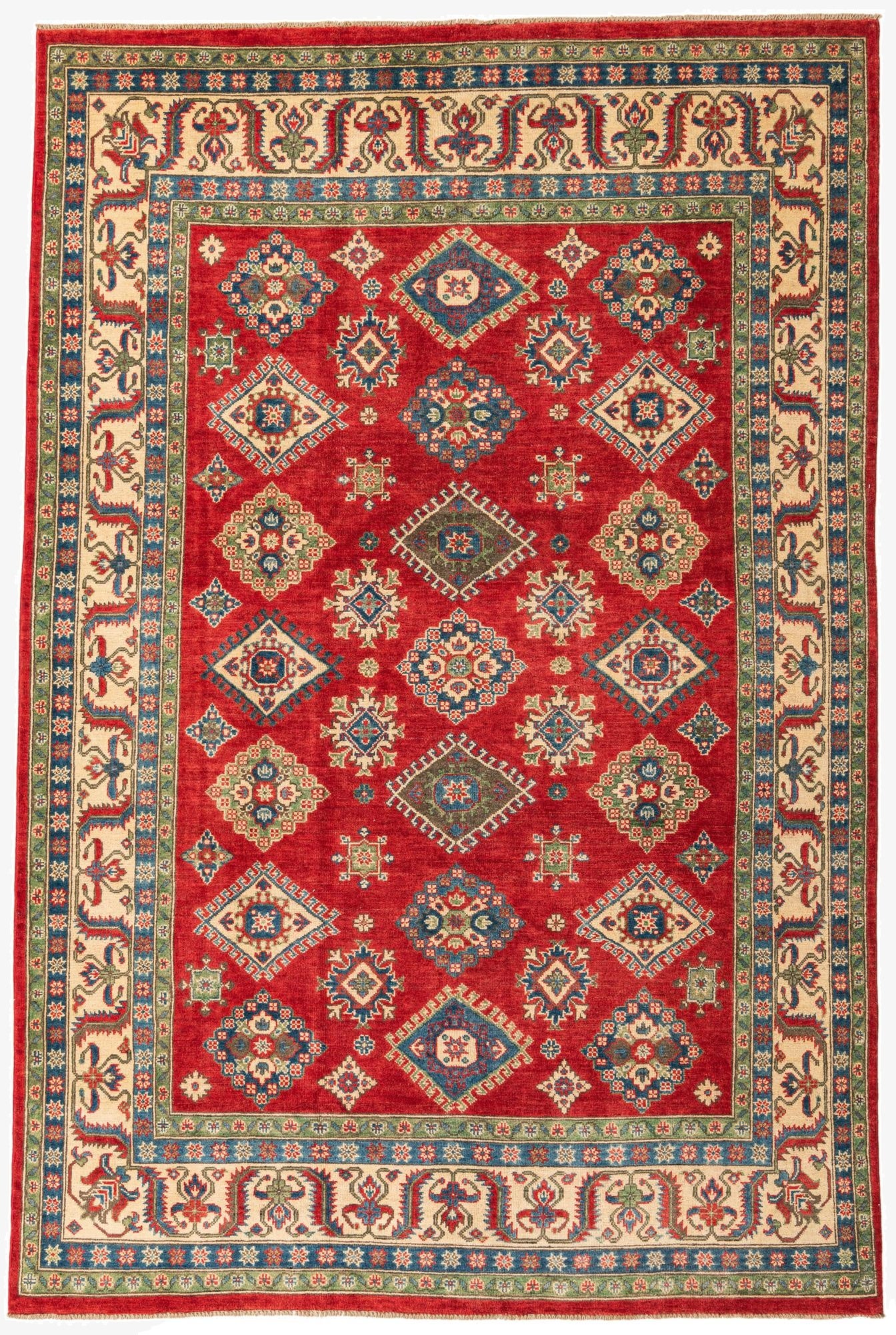  6' 6 x 9' 9  Hand Knotted Kazak Rug