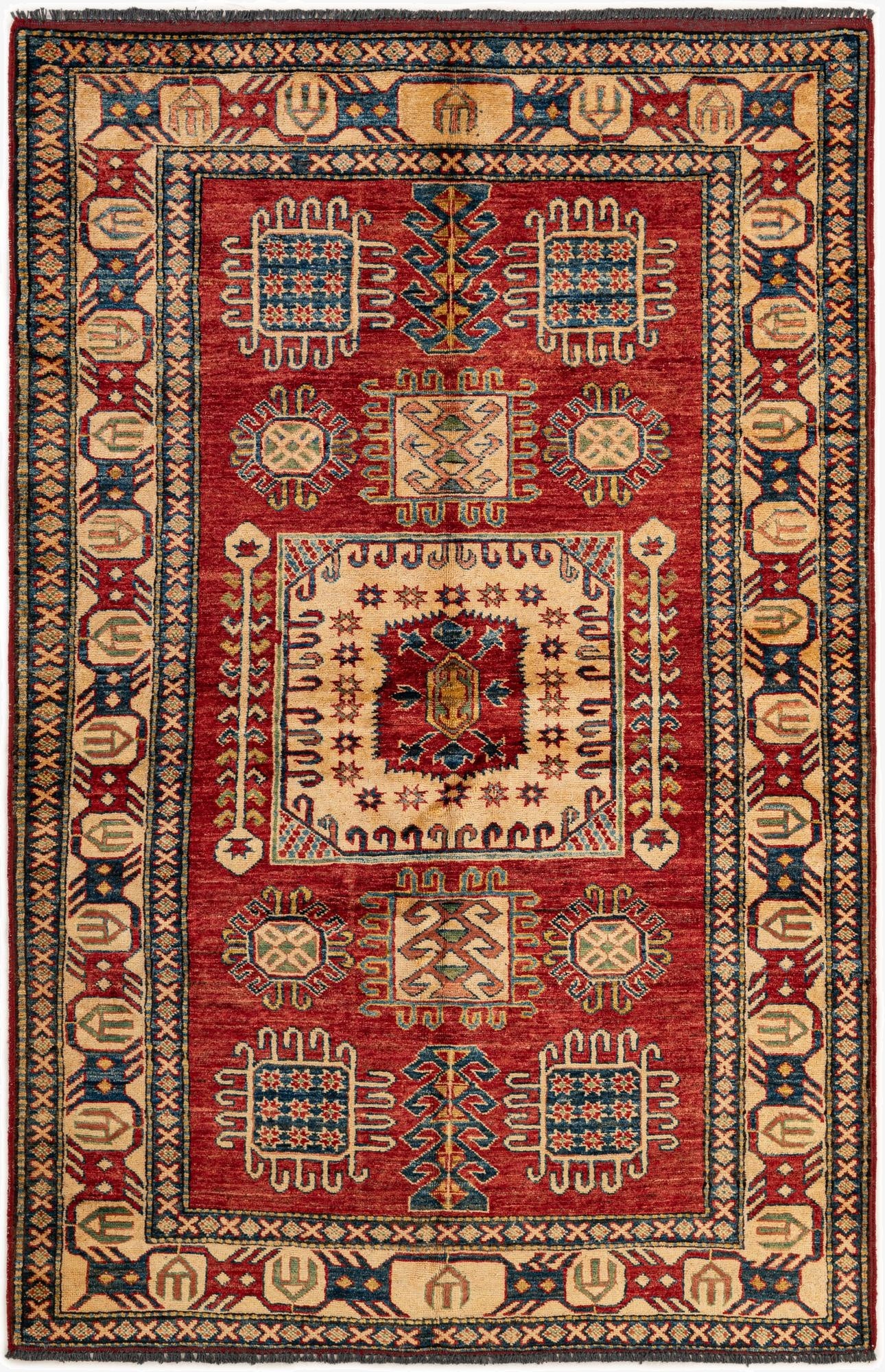 4' 4 x 6' 6  Hand Knotted Kazak Wool Rug