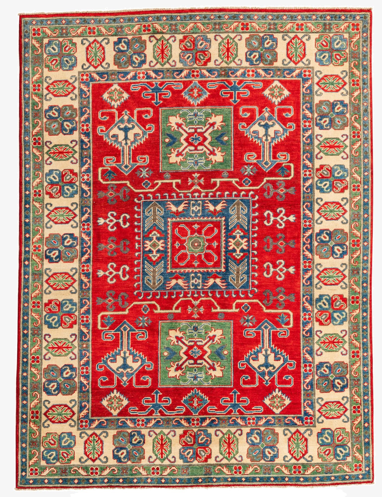  5' 9 x 7' 9  Hand Knotted Kazak Rug
