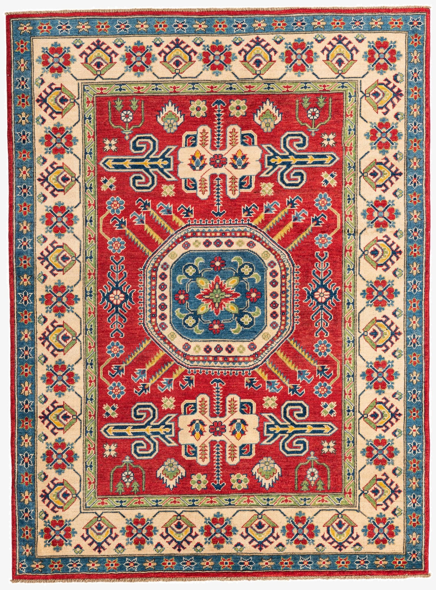  5' 1 x 6' 10  Hand Knotted Kazak Rug