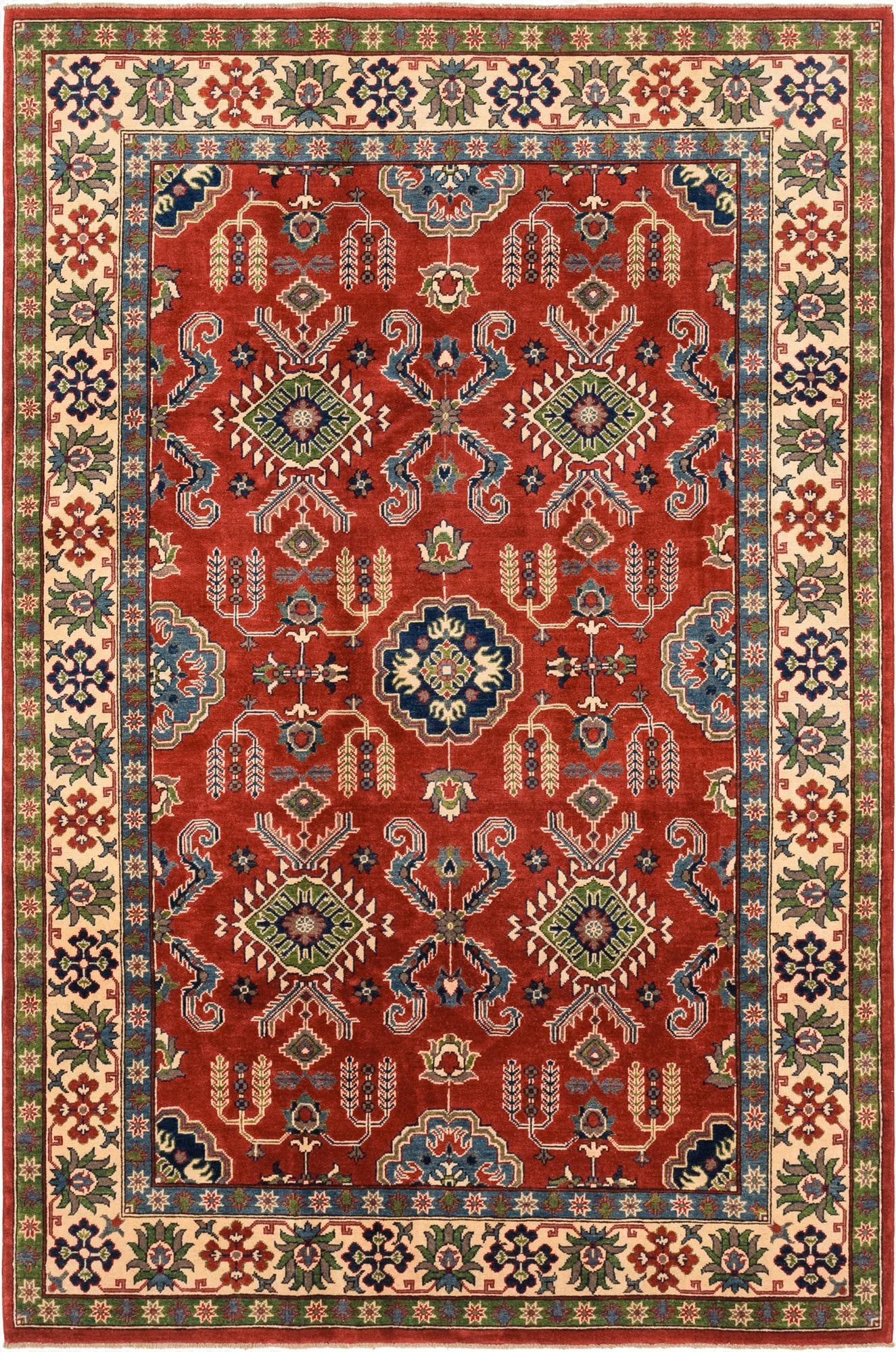  6' 4 x 9' 8  Hand Knotted Kazak Rug