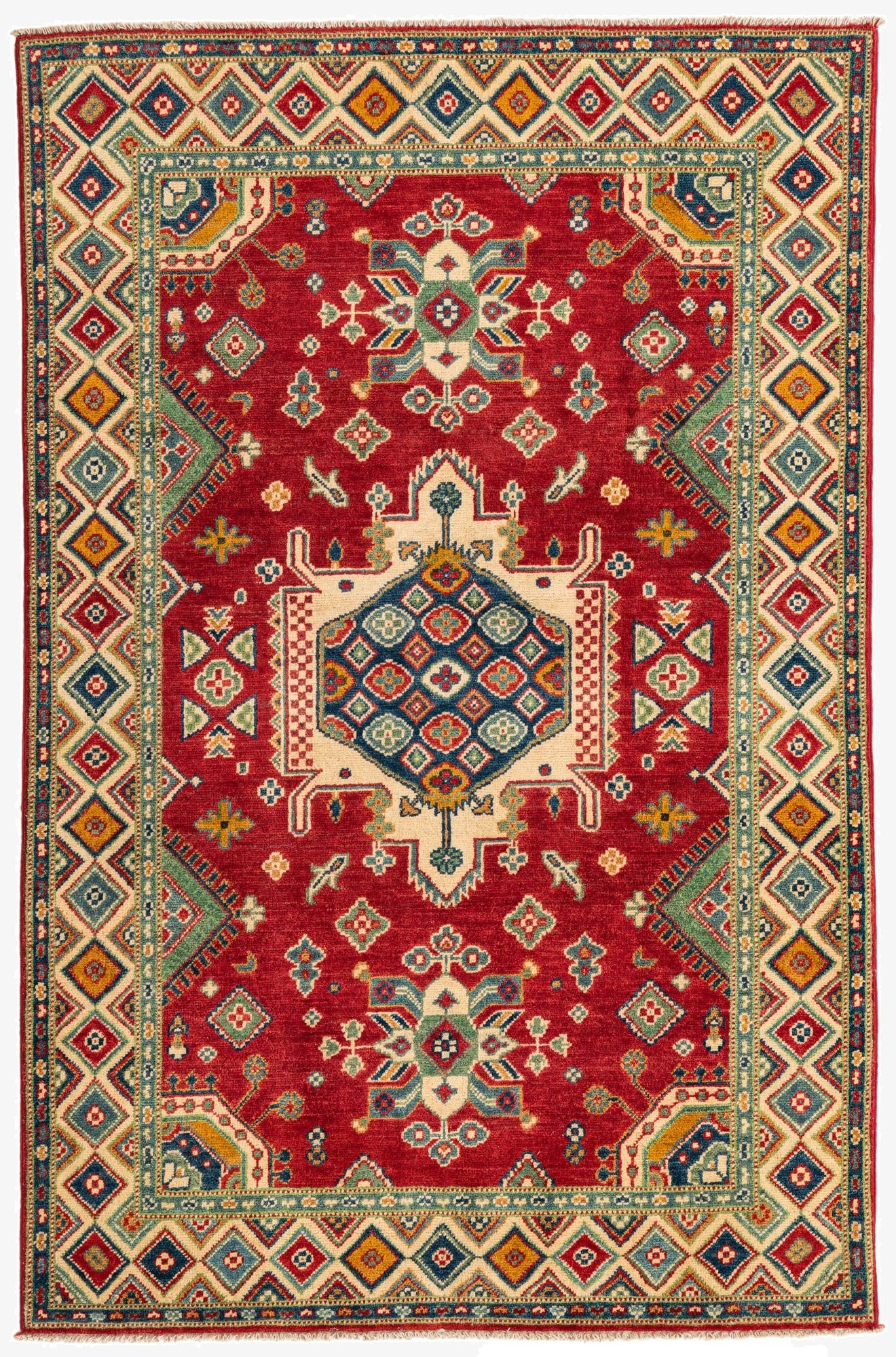  4' x 6' 2  Hand Knotted Kazak Rug