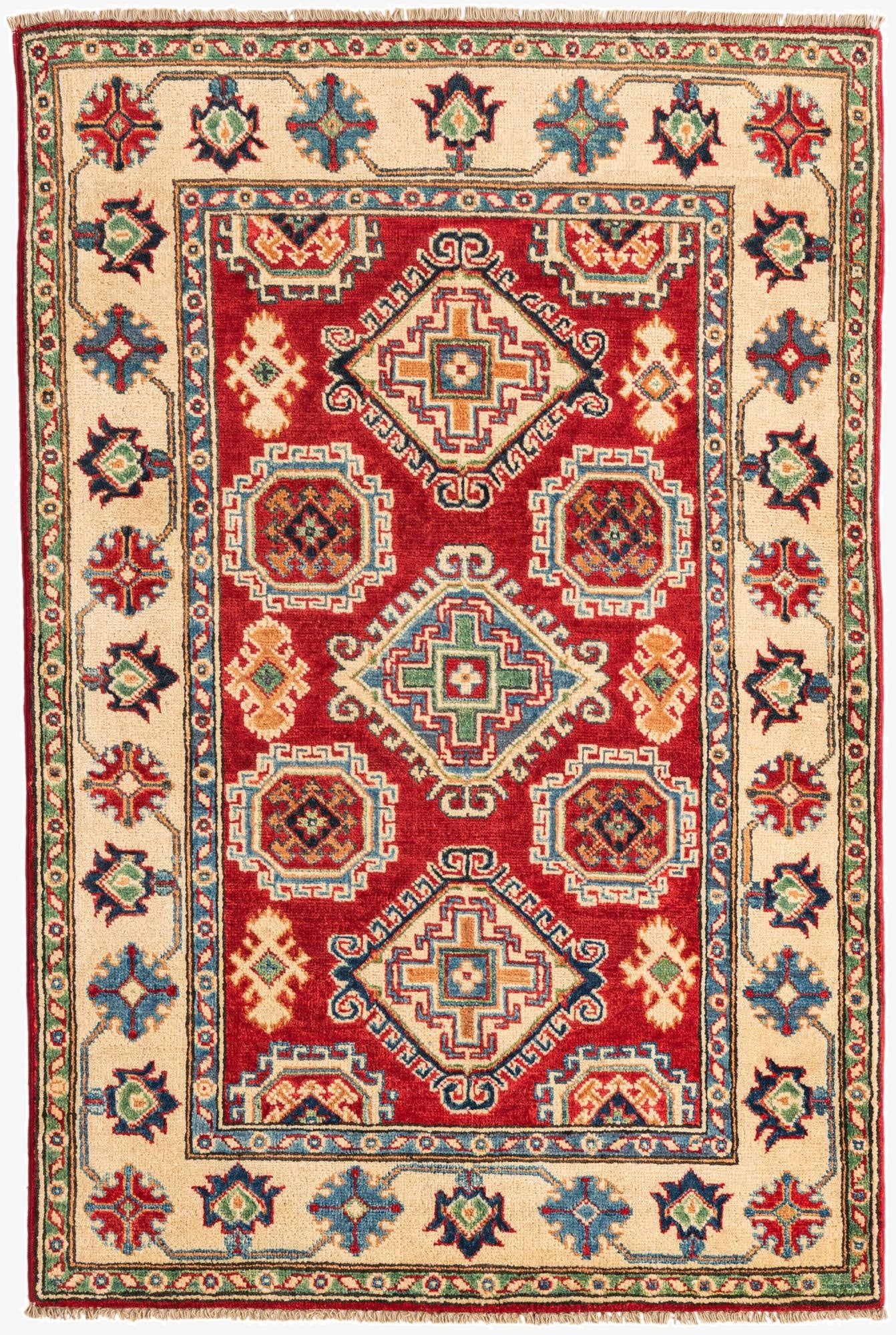  3' 4 x 5'  Hand Knotted Kazak Rug