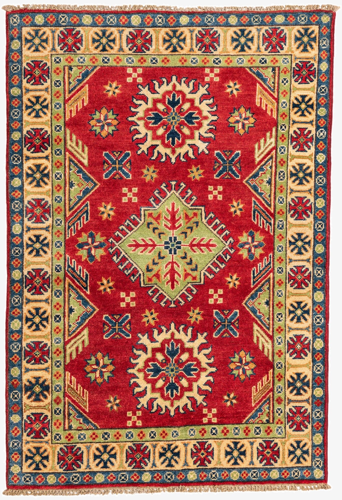 3' 3 x 4' 10  Hand Knotted Kazak Rug