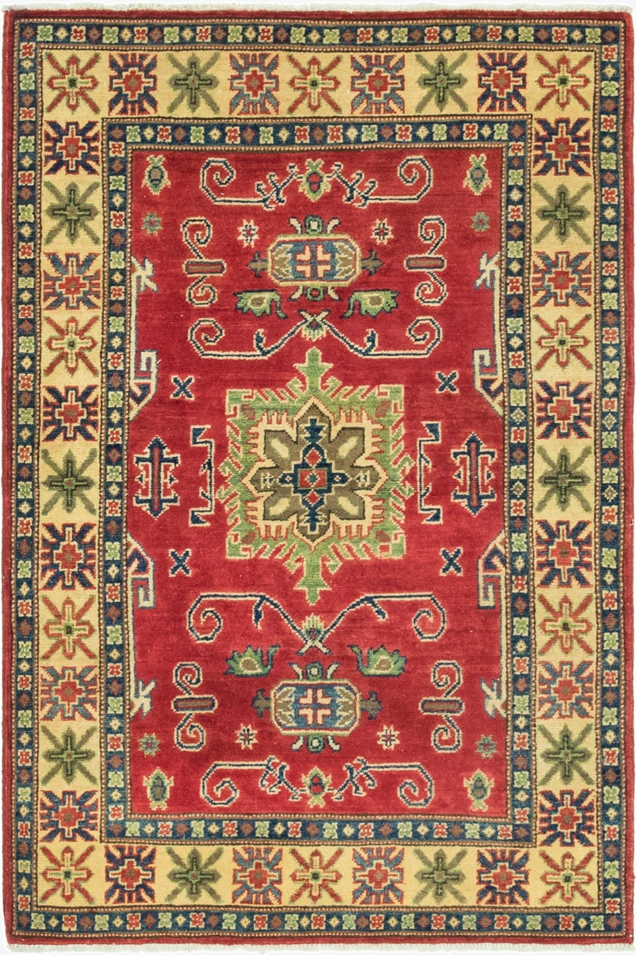  3' 4 x 5'  Hand Knotted Kazak Rug
