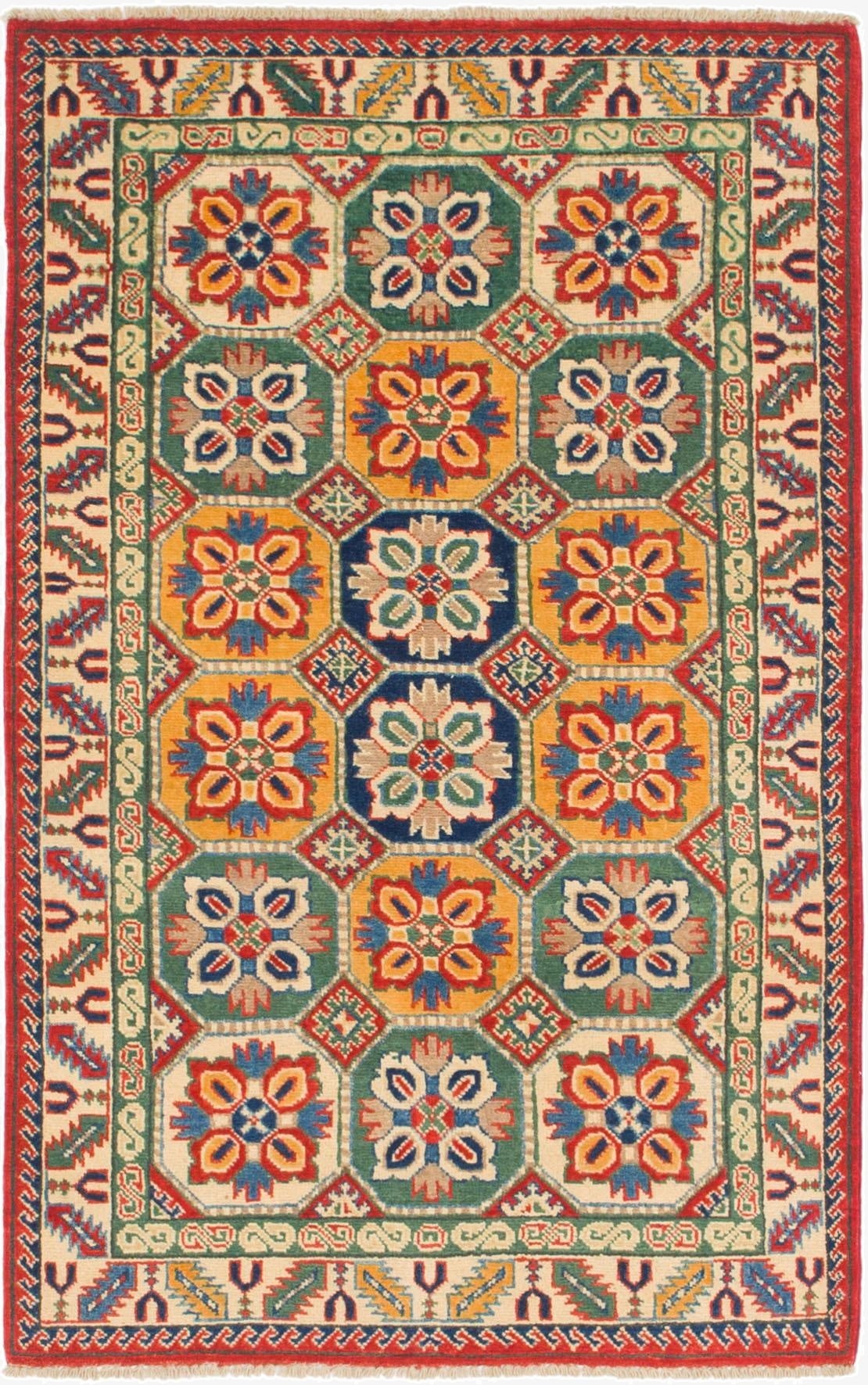 3' 2 x 5'  Hand Knotted Kazak Rug