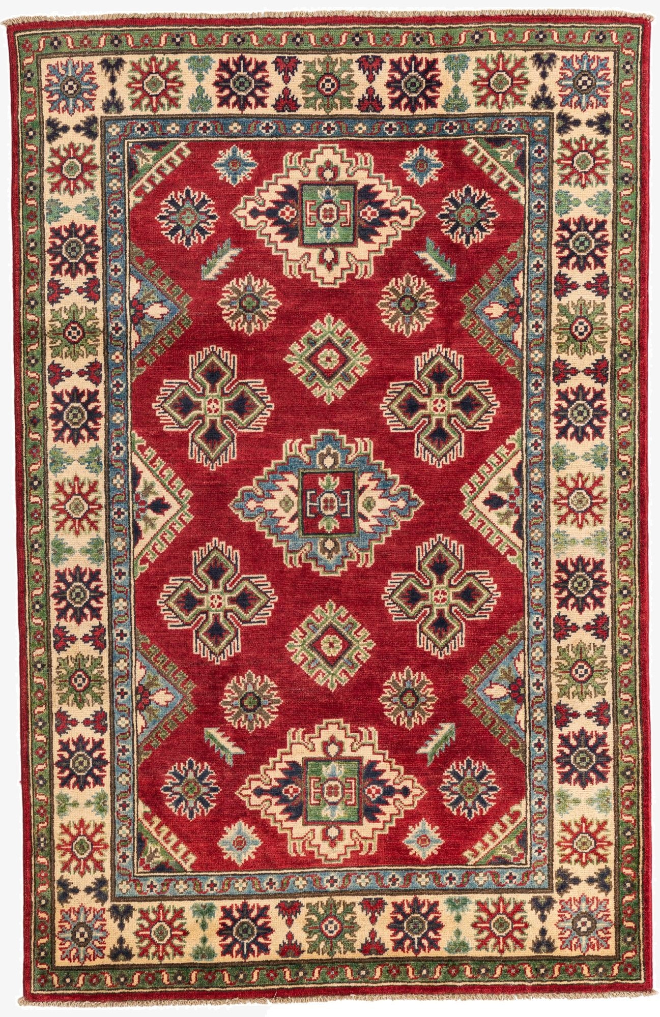  4' x 6' 2  Hand Knotted Kazak Rug