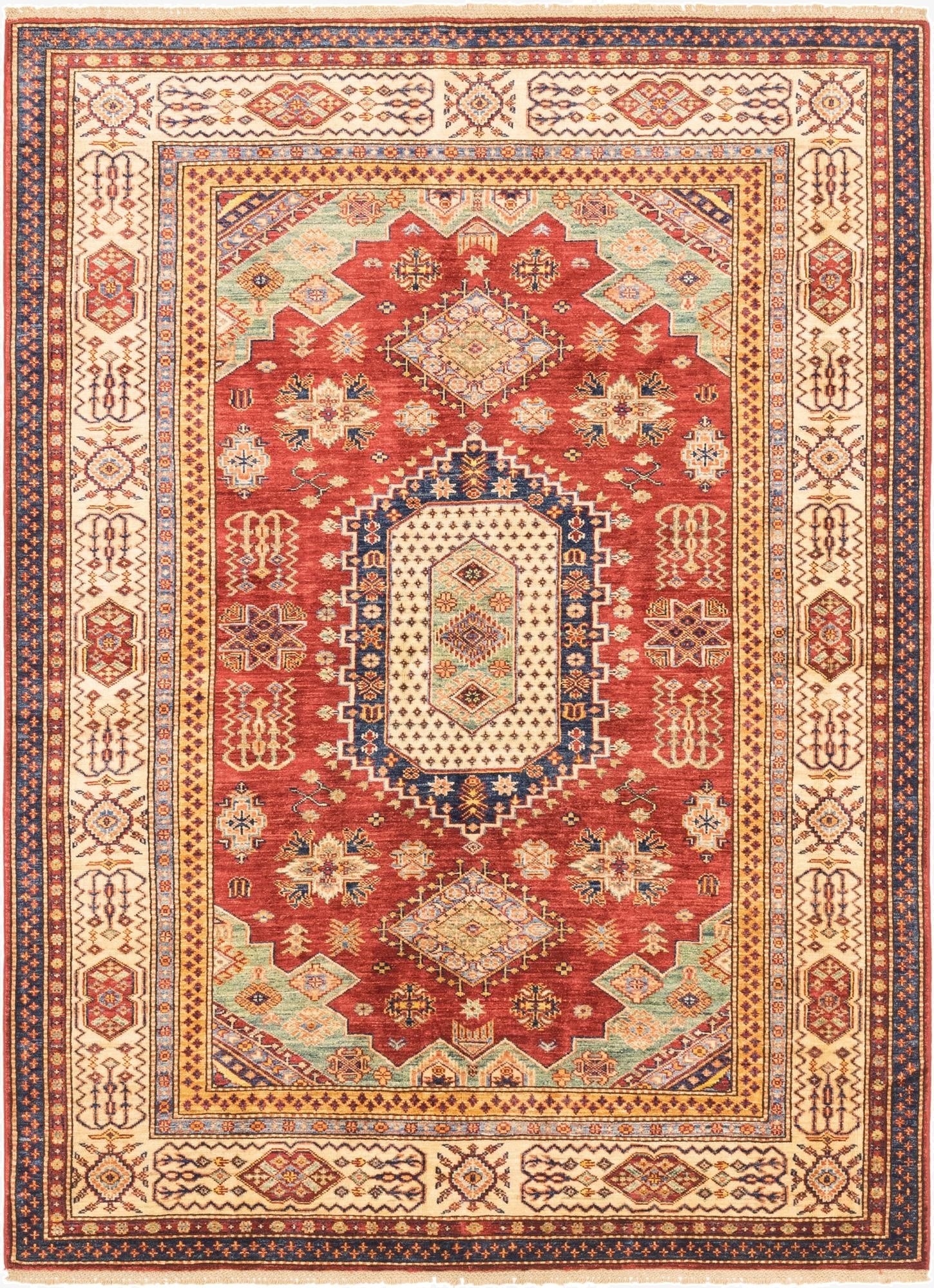  5' 7 x 7' 8  Hand Knotted Kazak Oriental Rug