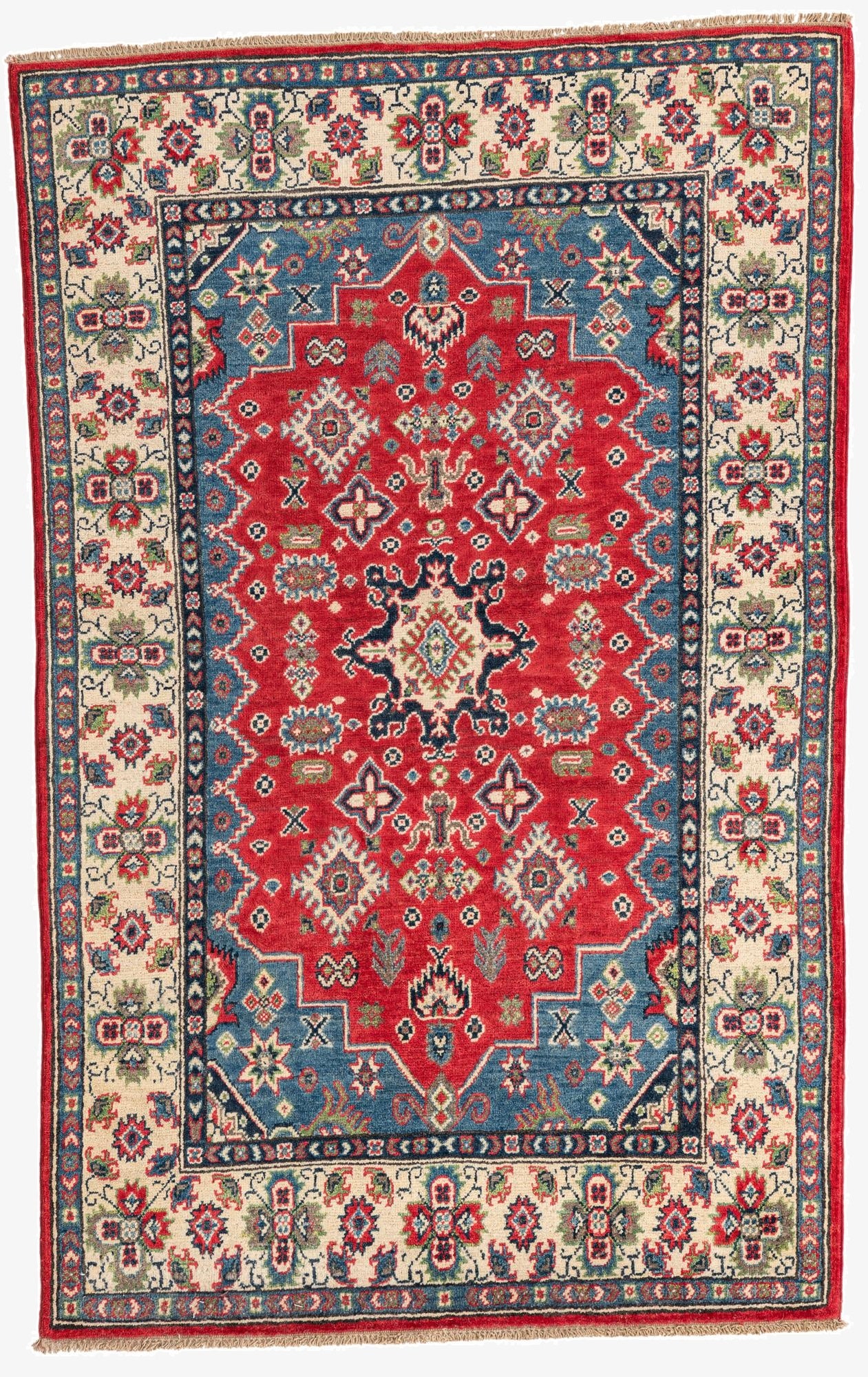  4' x 6' 3  Hand Knotted Kazak Rug