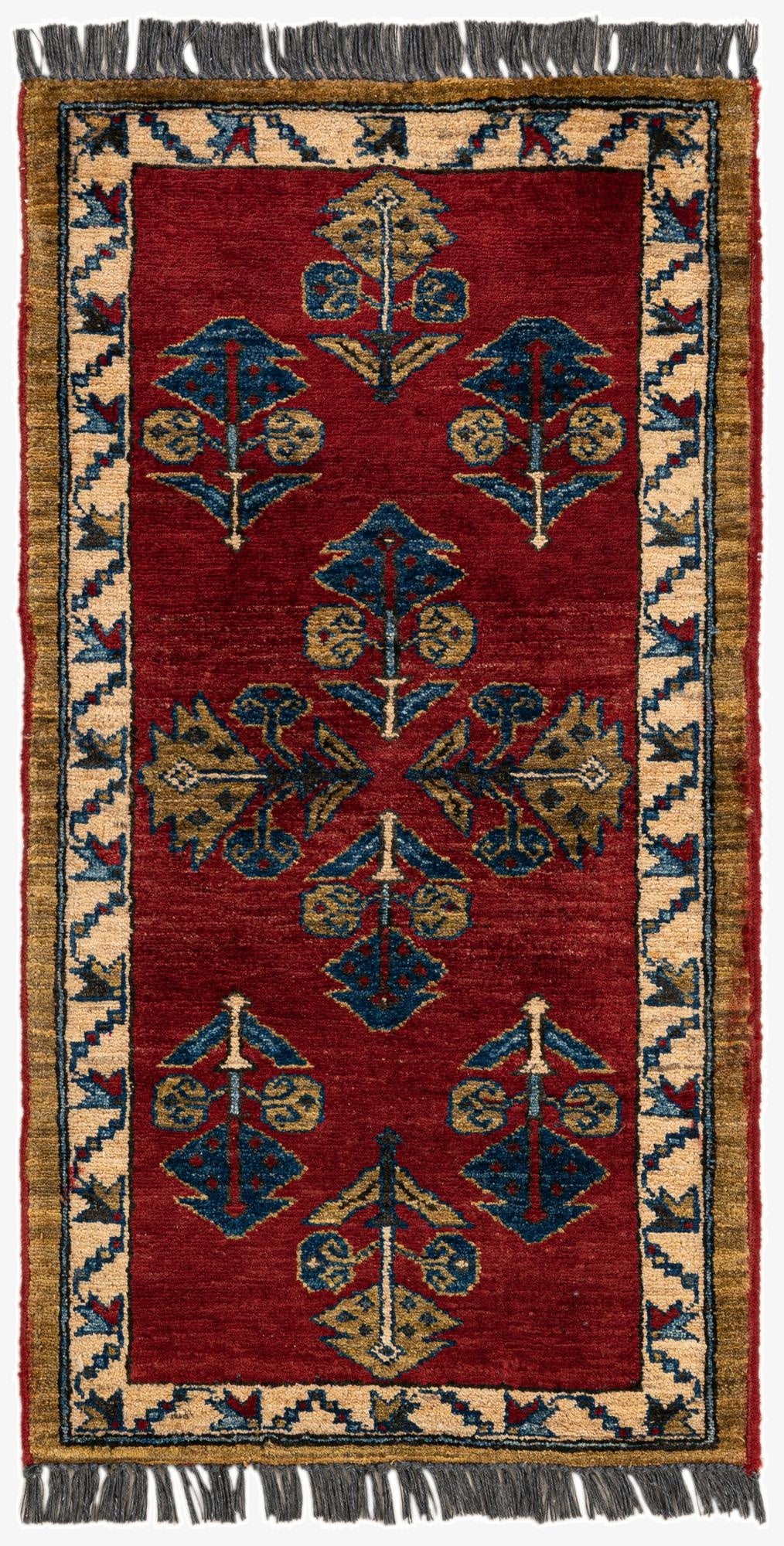  1' 11 x 3' 7  Hand Knotted Kazak Wool Rug