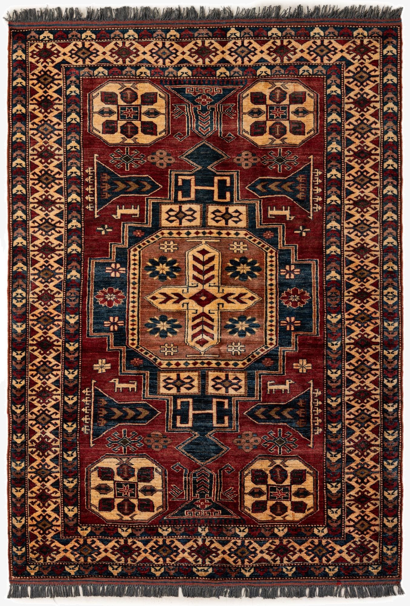  4' 10 x 6' 11  Hand Knotted Kazak Oriental Wool Rug