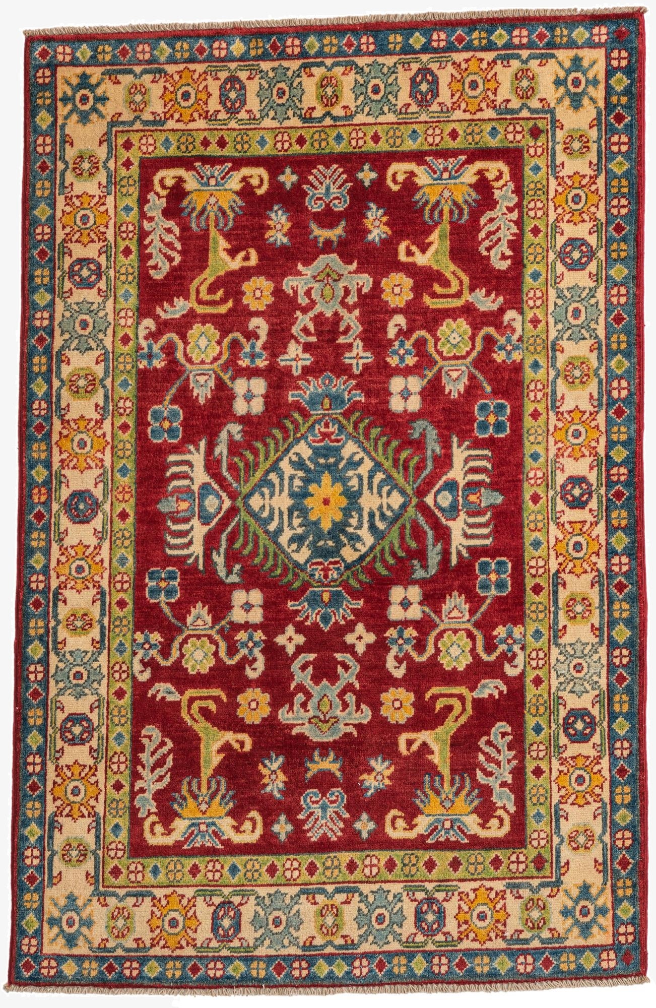  3' 4 x 5'  Hand Knotted Kazak Rug