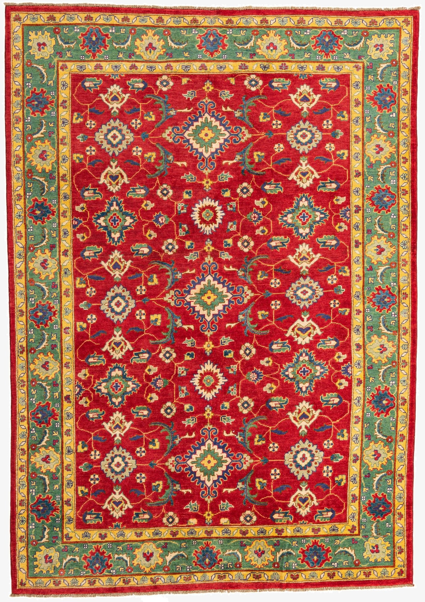  6' 7 x 9' 4  Hand Knotted Kazak Rug