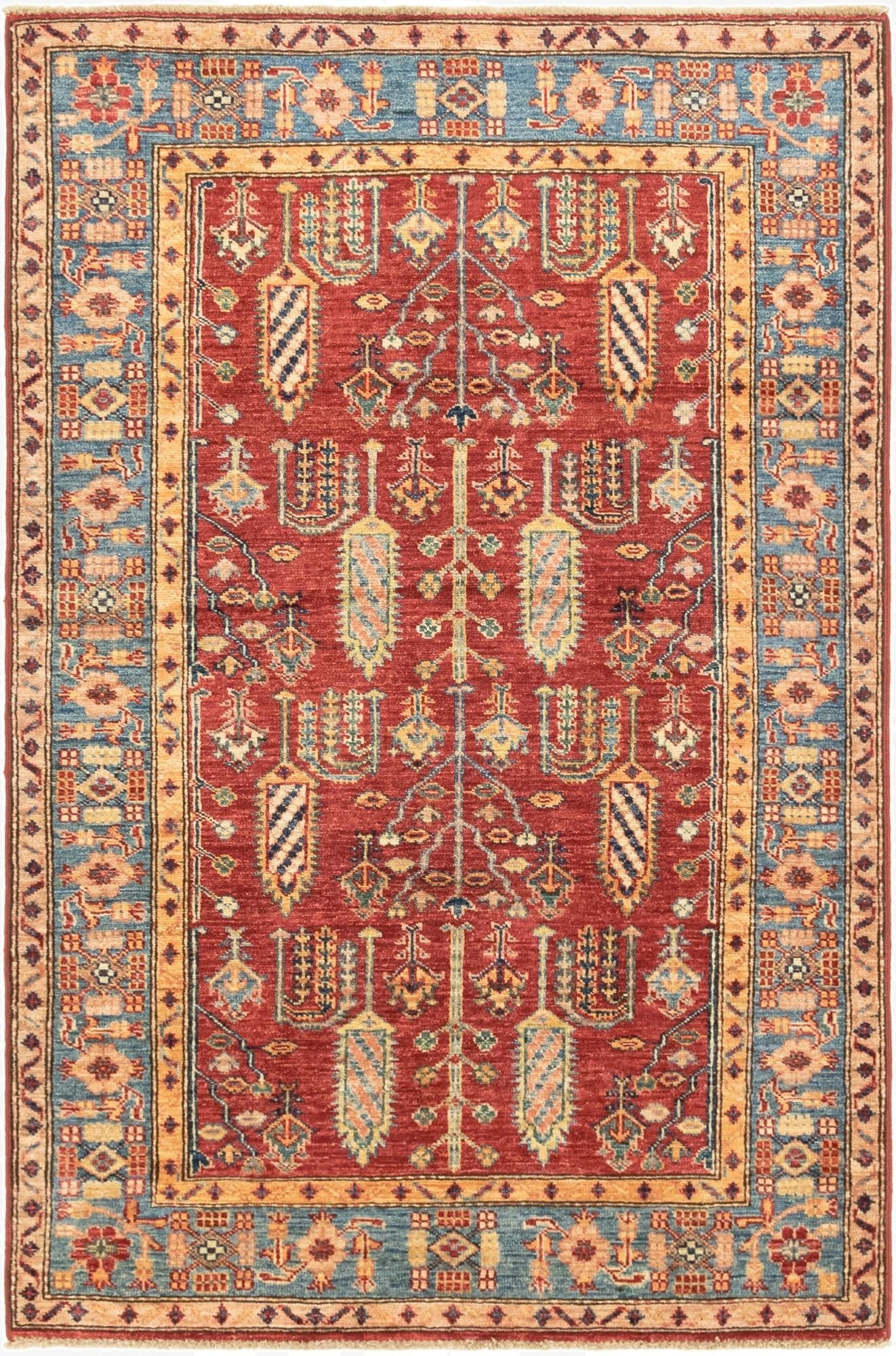  3' 5 x 5' 2  Hand Knotted Kazak Oriental Rug