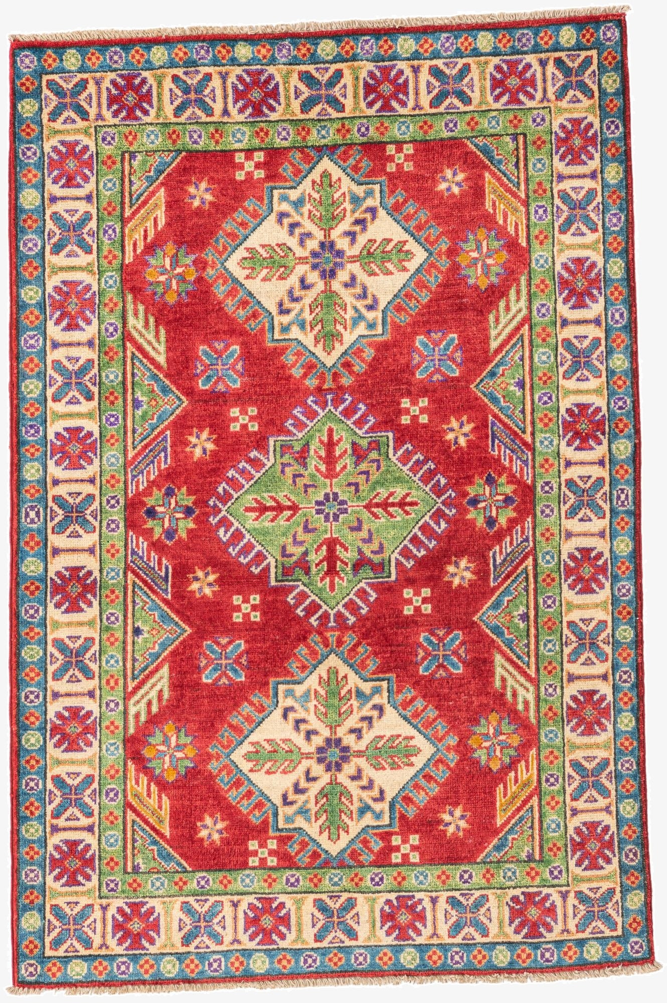  3' 2 x 4' 9  Hand Knotted Kazak Rug
