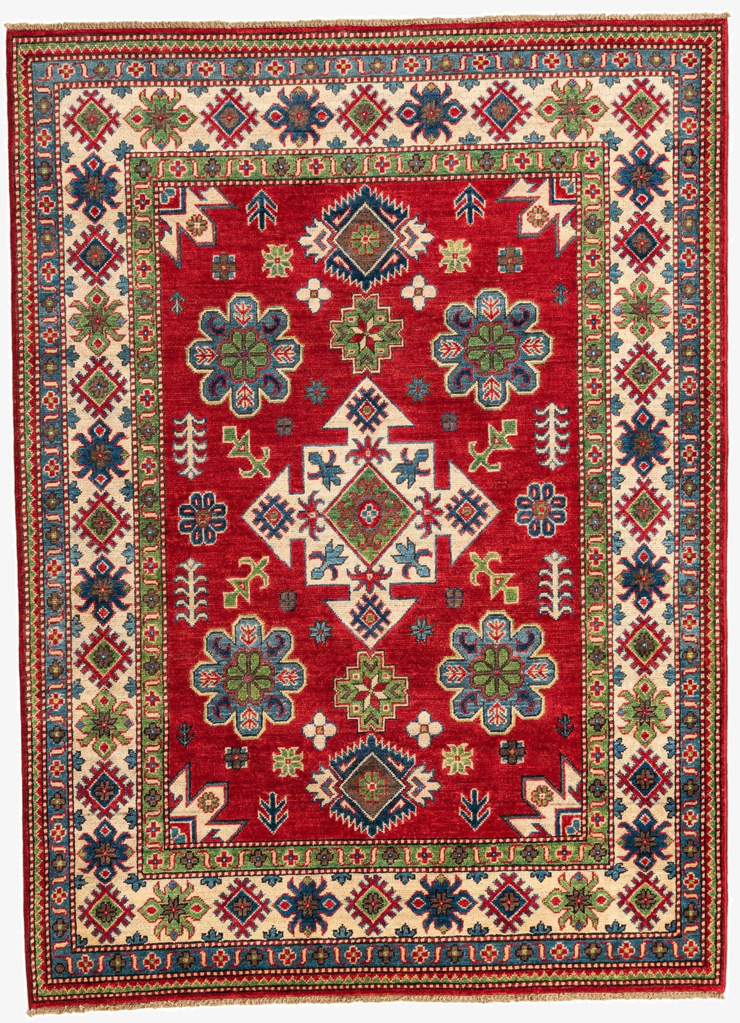  5' 1 x 7' 1  Hand Knotted Kazak Rug