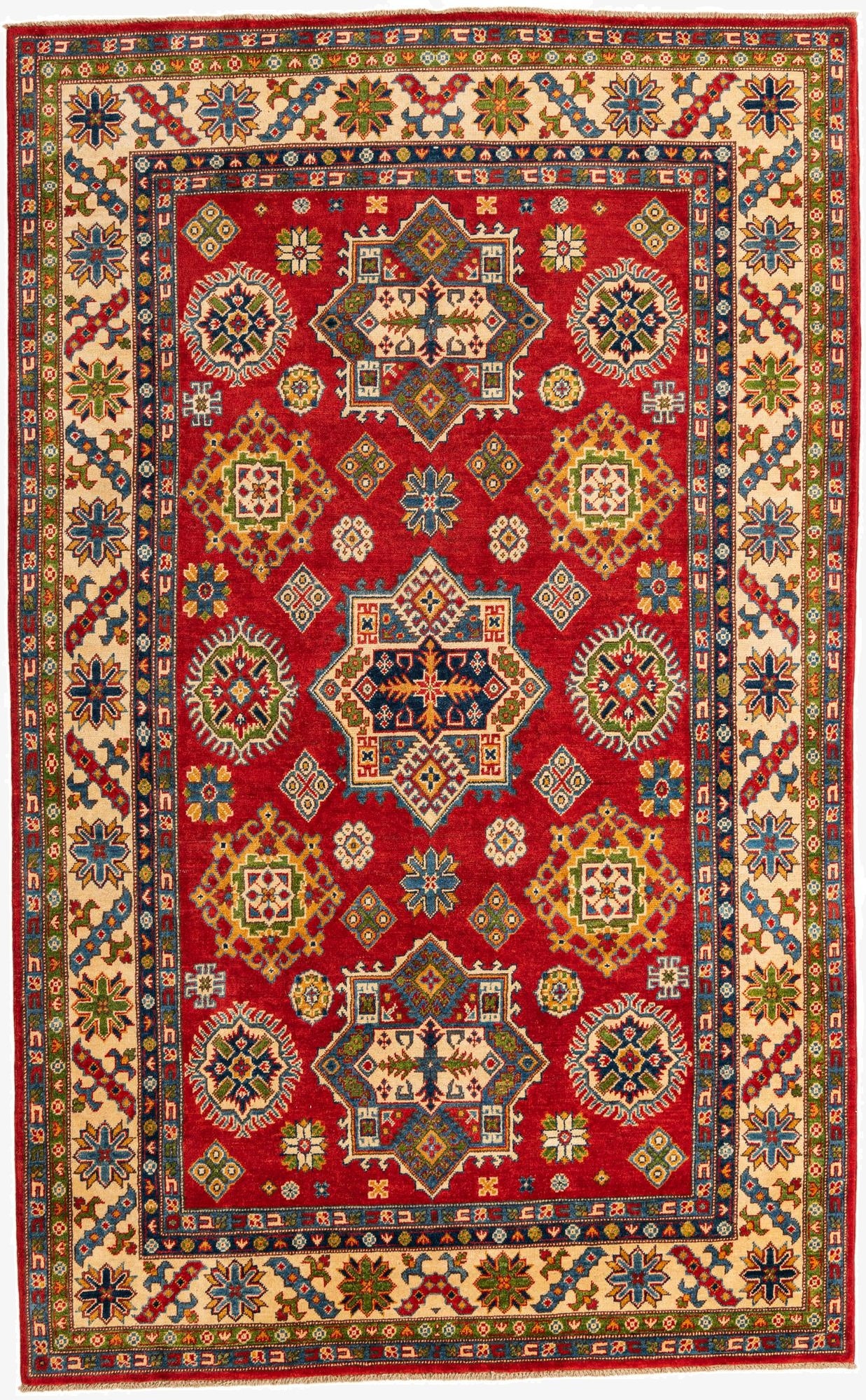  6' x 9' 8  Hand Knotted Kazak Rug
