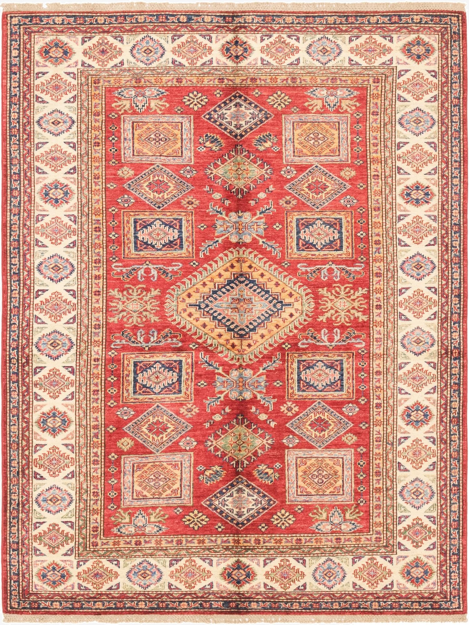  4' 11 x 6' 7  Hand Knotted Kazak Oriental Rug