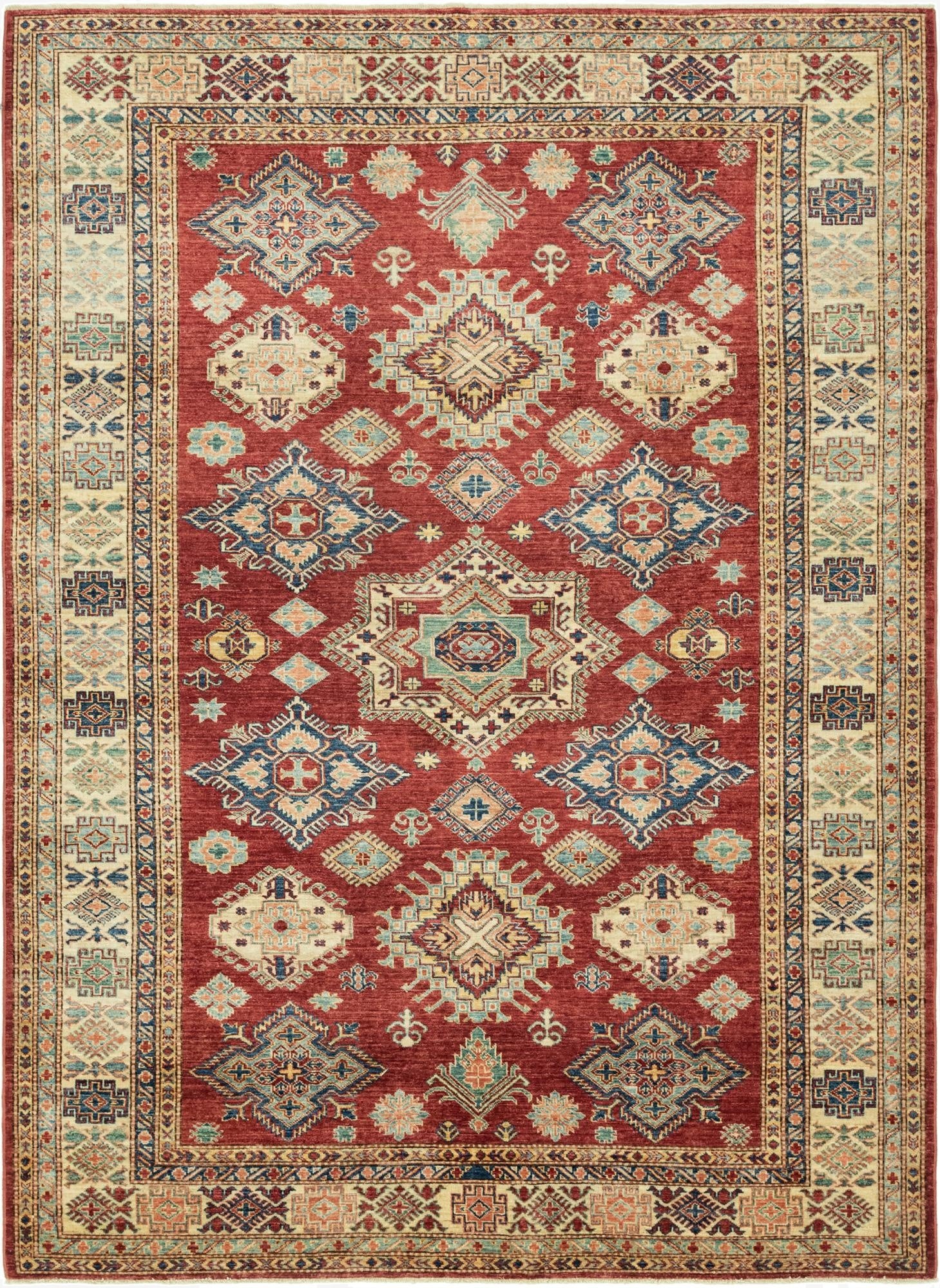  7' 1 x 9' 9  Hand Knotted Kazak Rug
