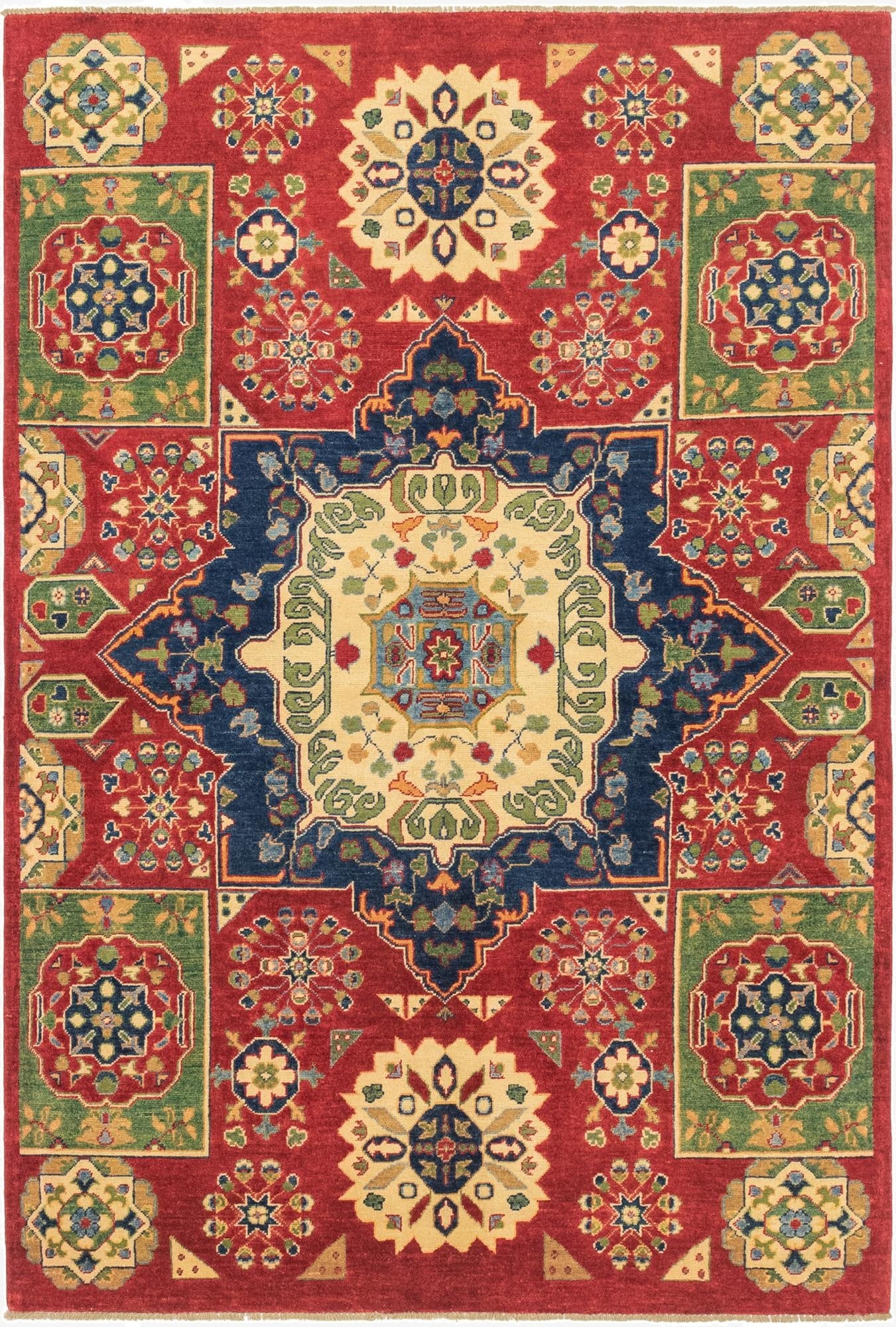  5' 7 x 8' 3  Hand Knotted Kazak Rug