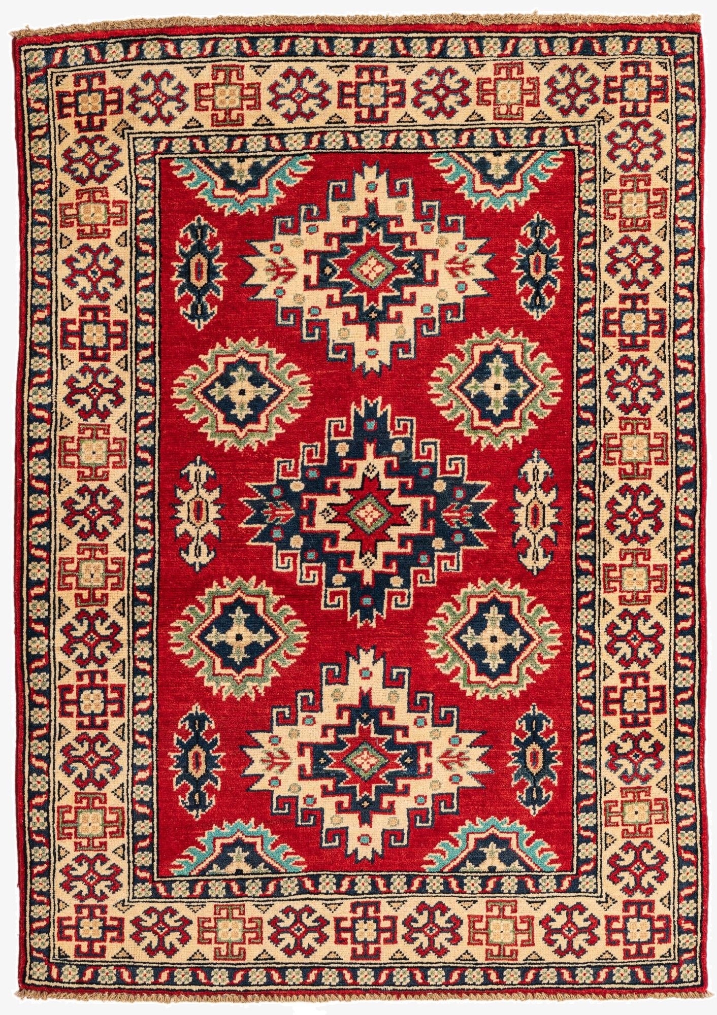  3' 5 x 4' 10  Hand Knotted Kazak Rug