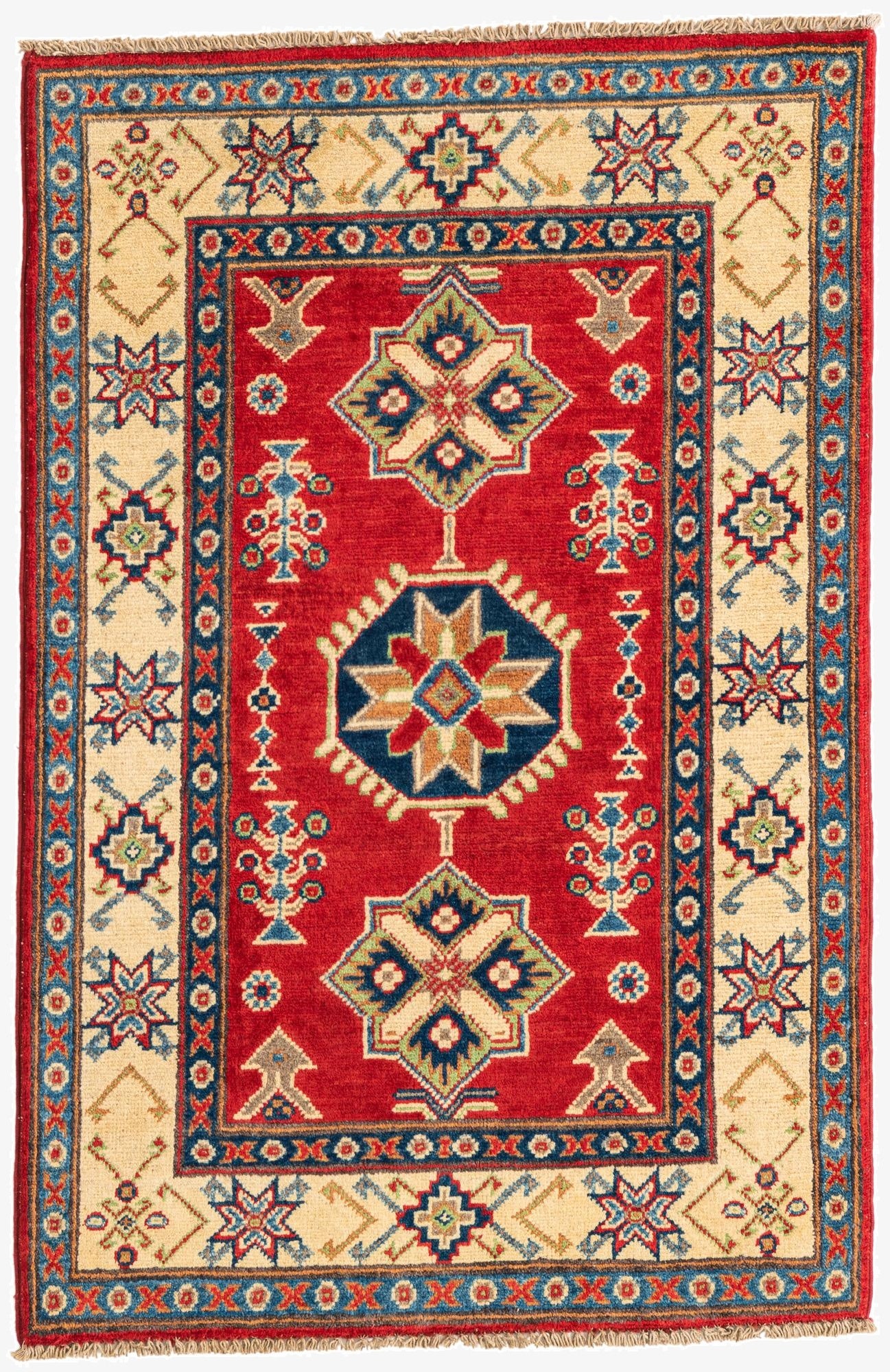  2' 7 x 4'  Hand Knotted Kazak Rug