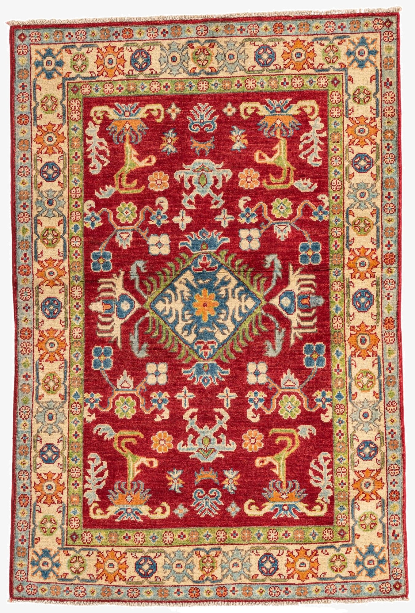 3' 4 x 5' 1  Hand Knotted Kazak Rug