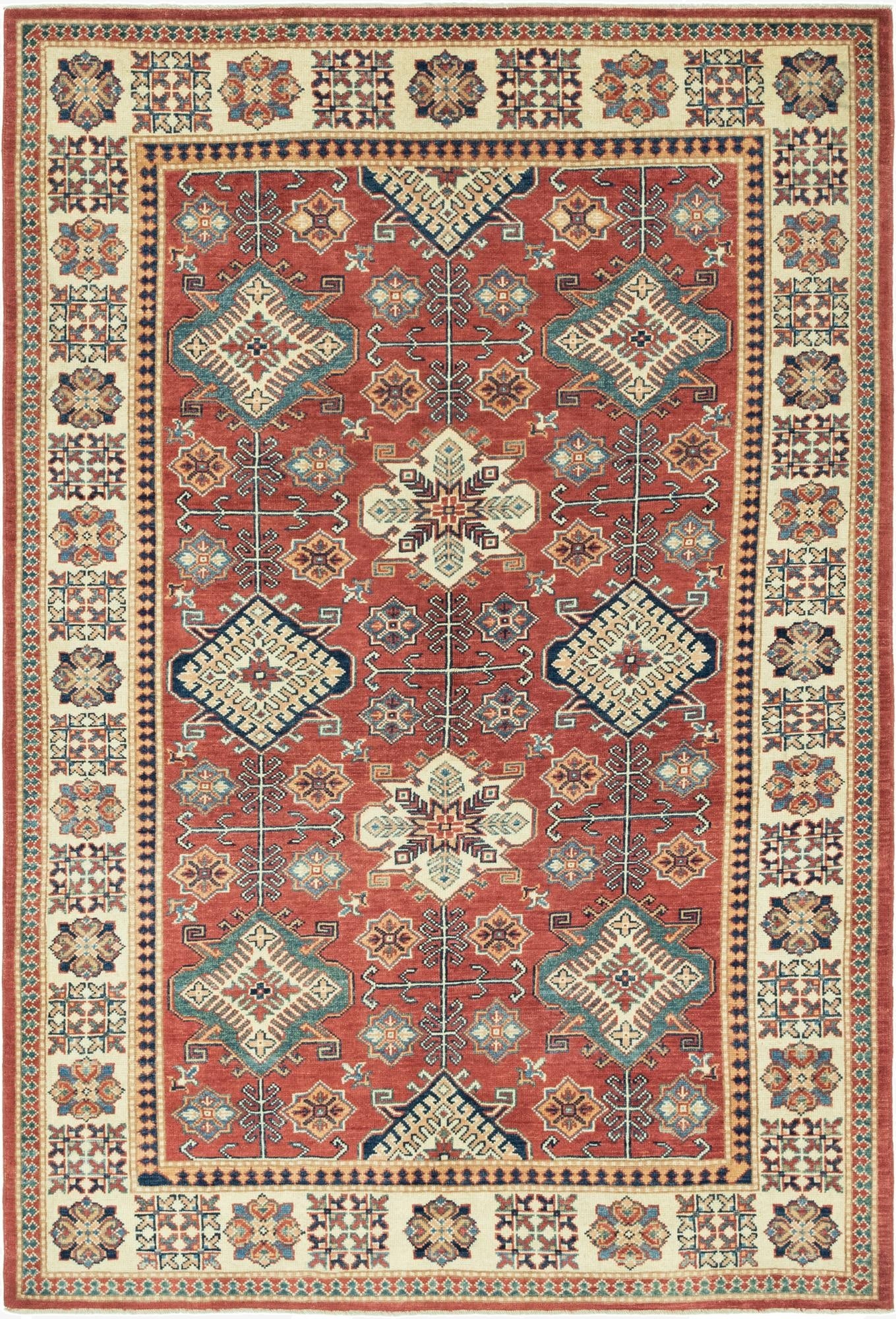  5' 10 x 8' 9  Hand Knotted Kazak Rug
