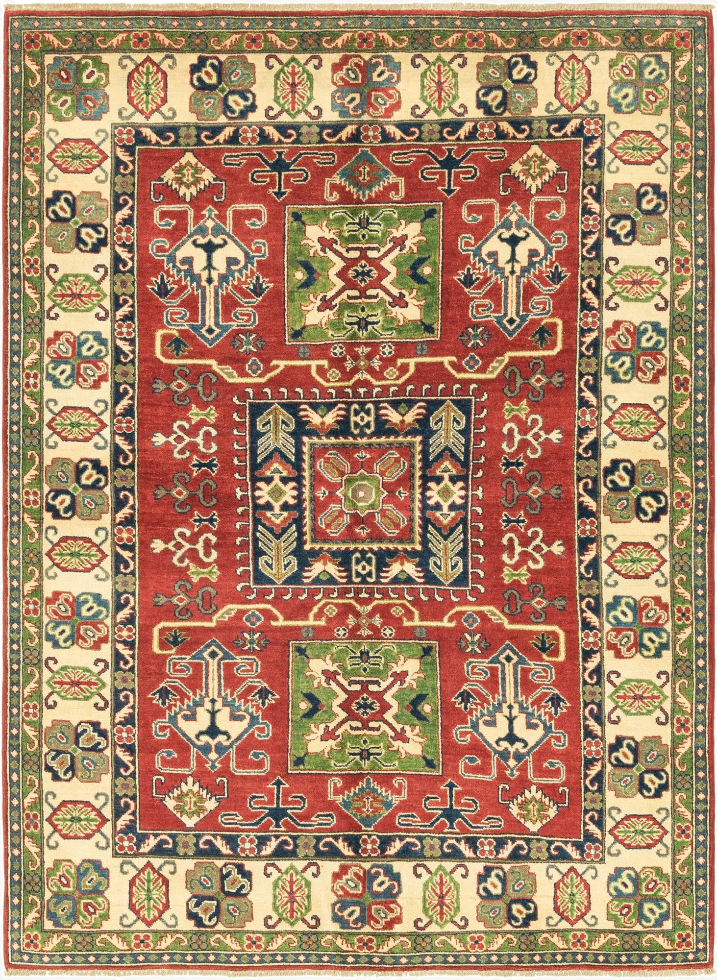  5' 7 x 7' 8  Hand Knotted Kazak Rug
