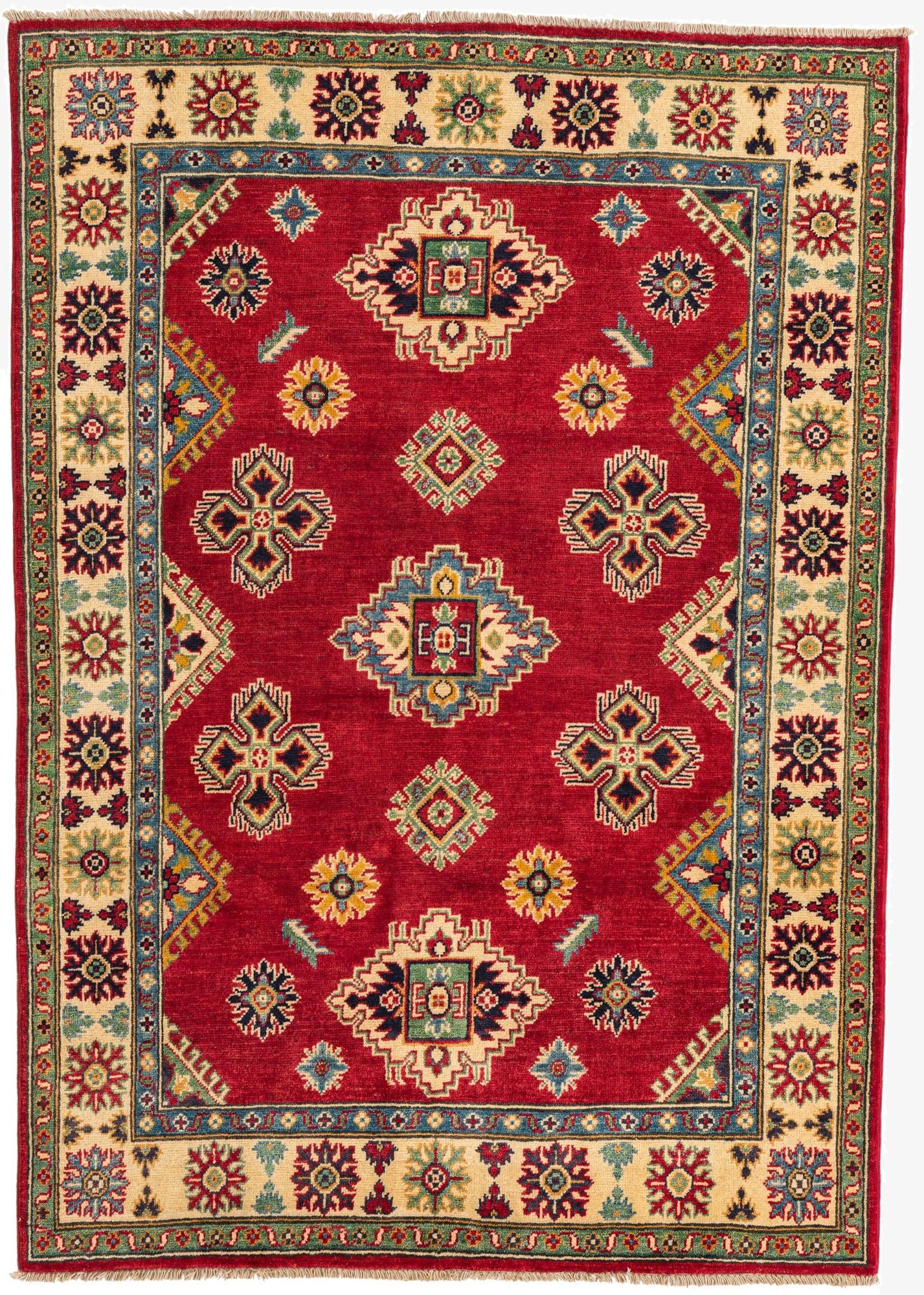  4' 1 x 5' 10  Hand Knotted Kazak Rug