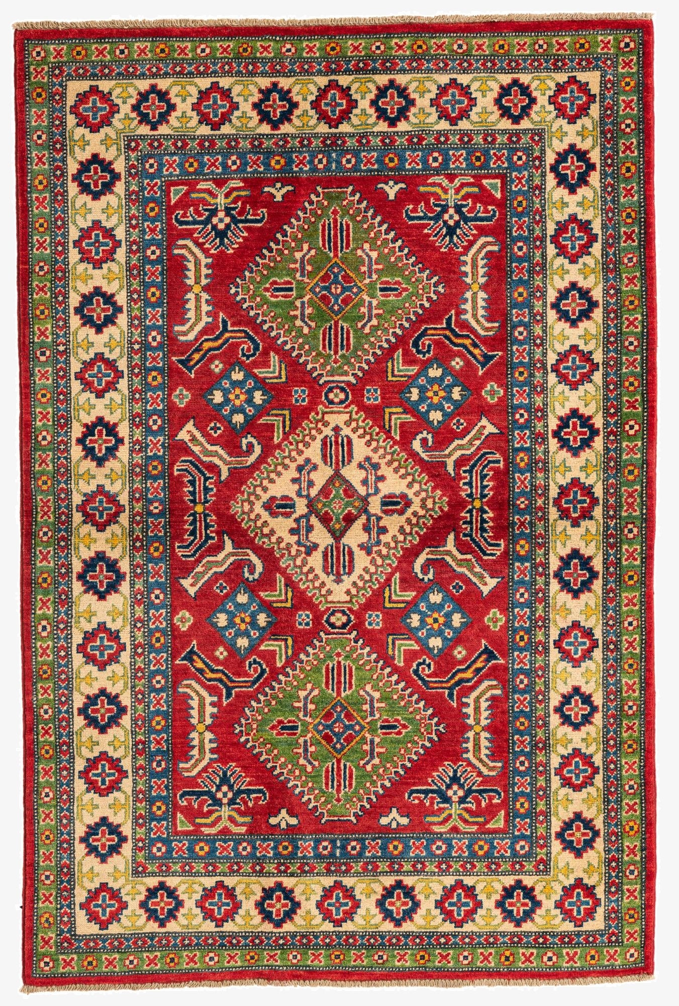  4' 1 x 6' 1  Hand Knotted Kazak Rug