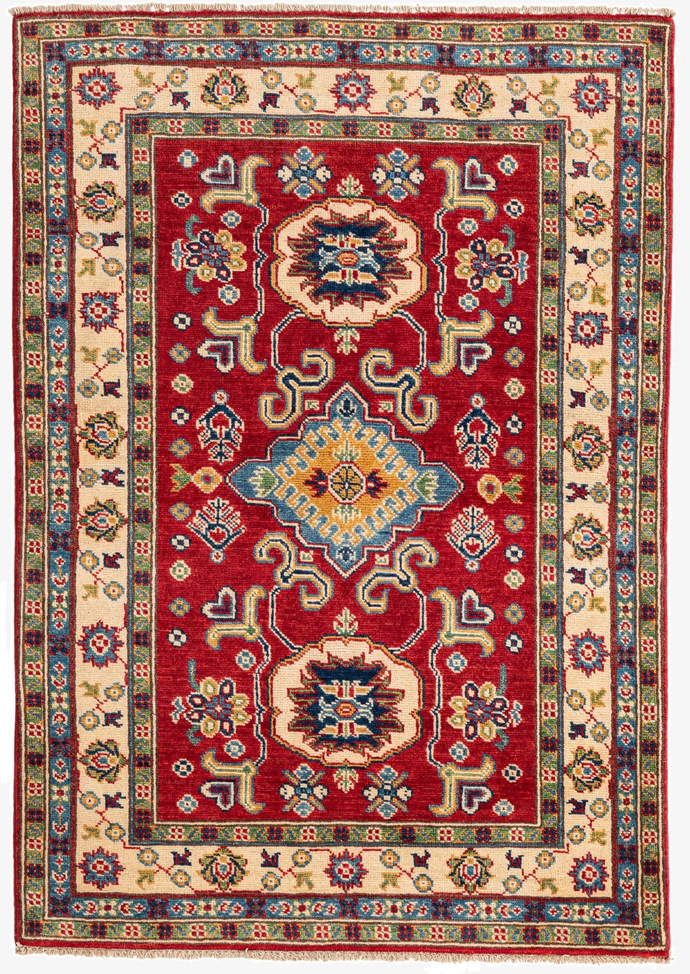  3' 5 x 4' 10  Hand Knotted Kazak Rug