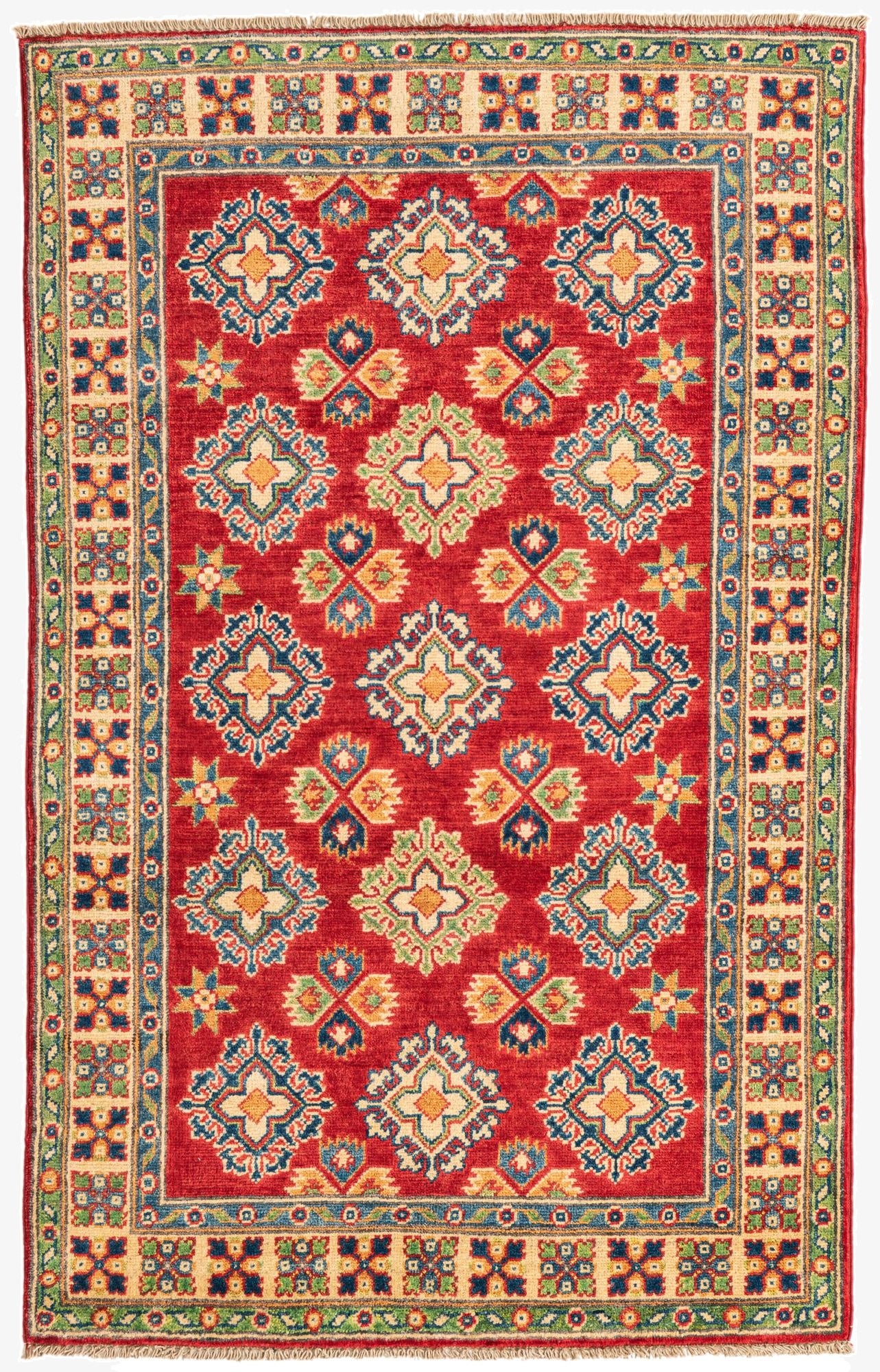  3' 3 x 5' 1  Hand Knotted Kazak Rug