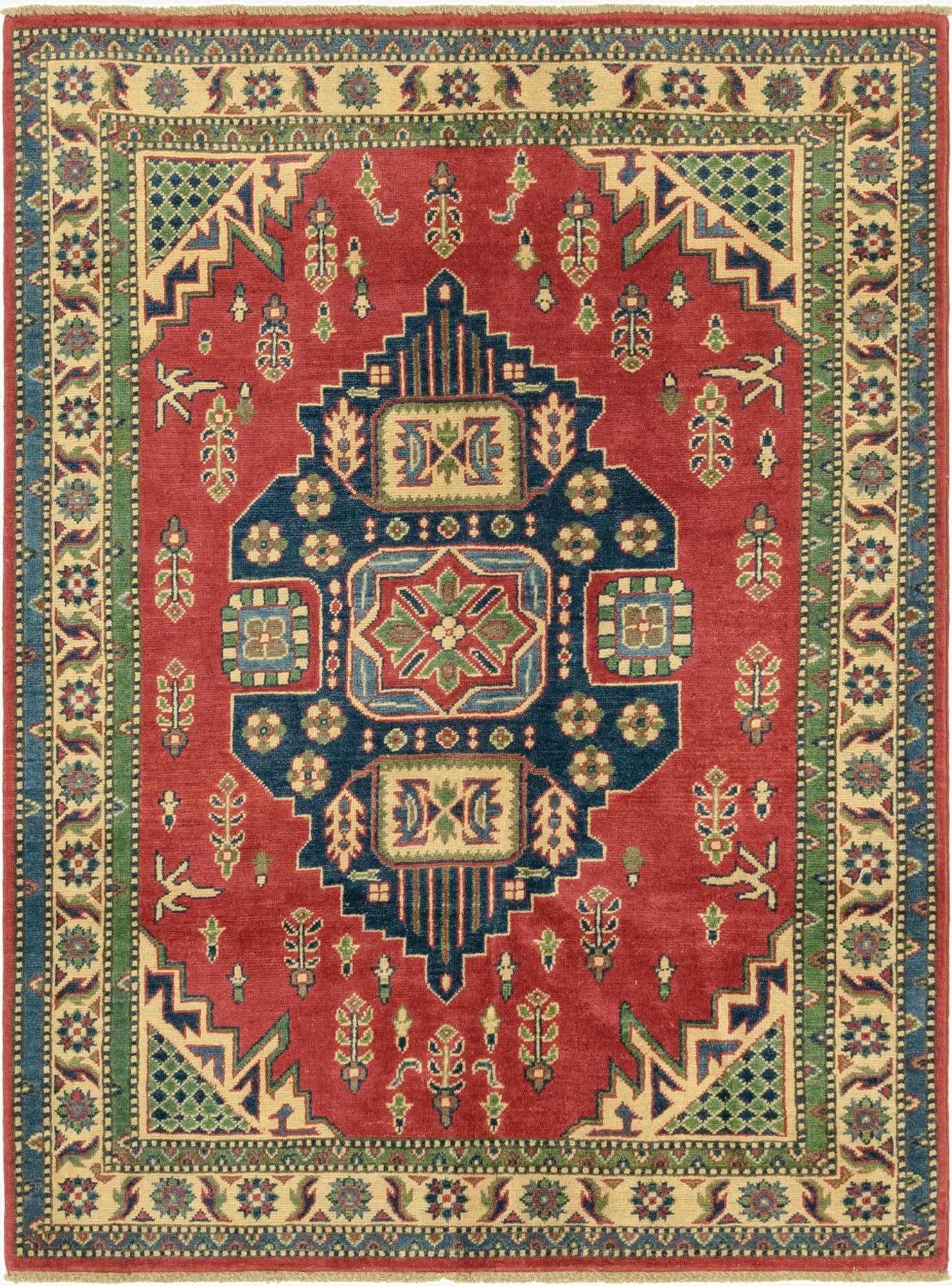  4' 2 x 5' 8  Hand Knotted Kazak Rug