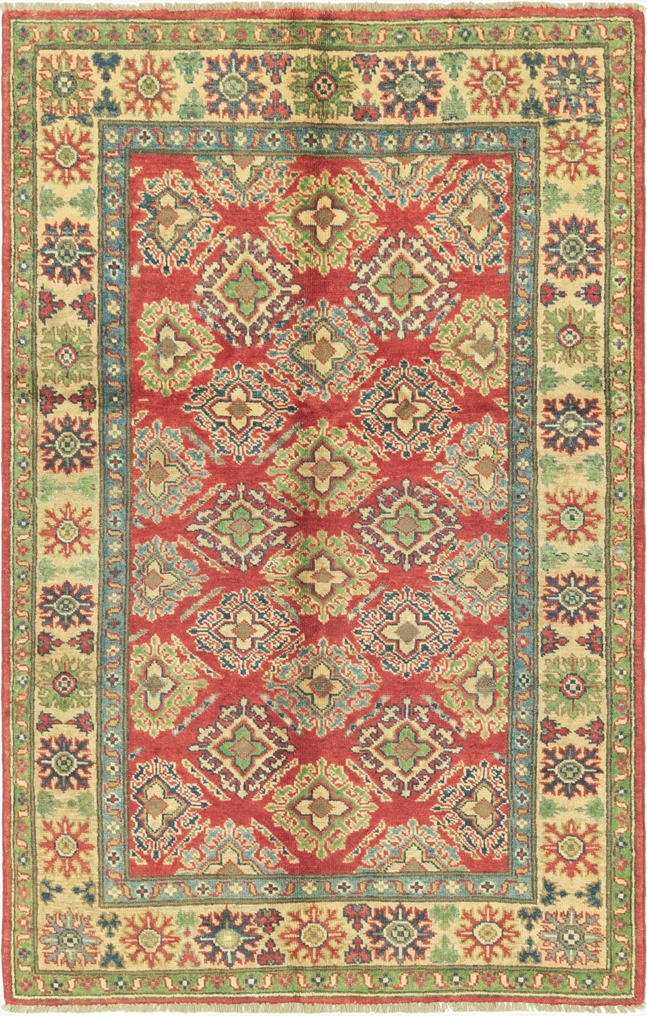  4' x 6' 4  Hand Knotted Kazak Rug