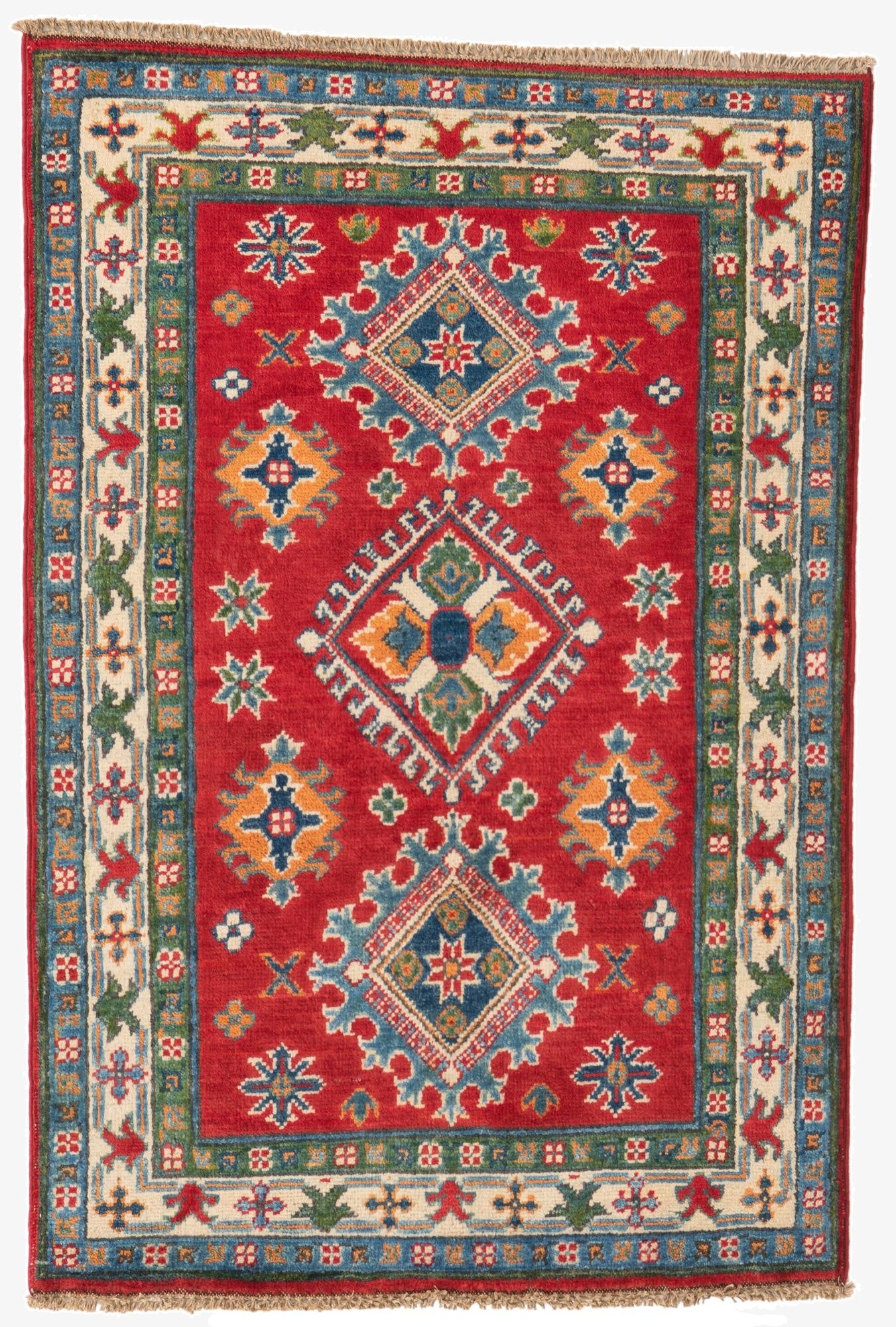  2' 8 x 4'  Hand Knotted Kazak Rug