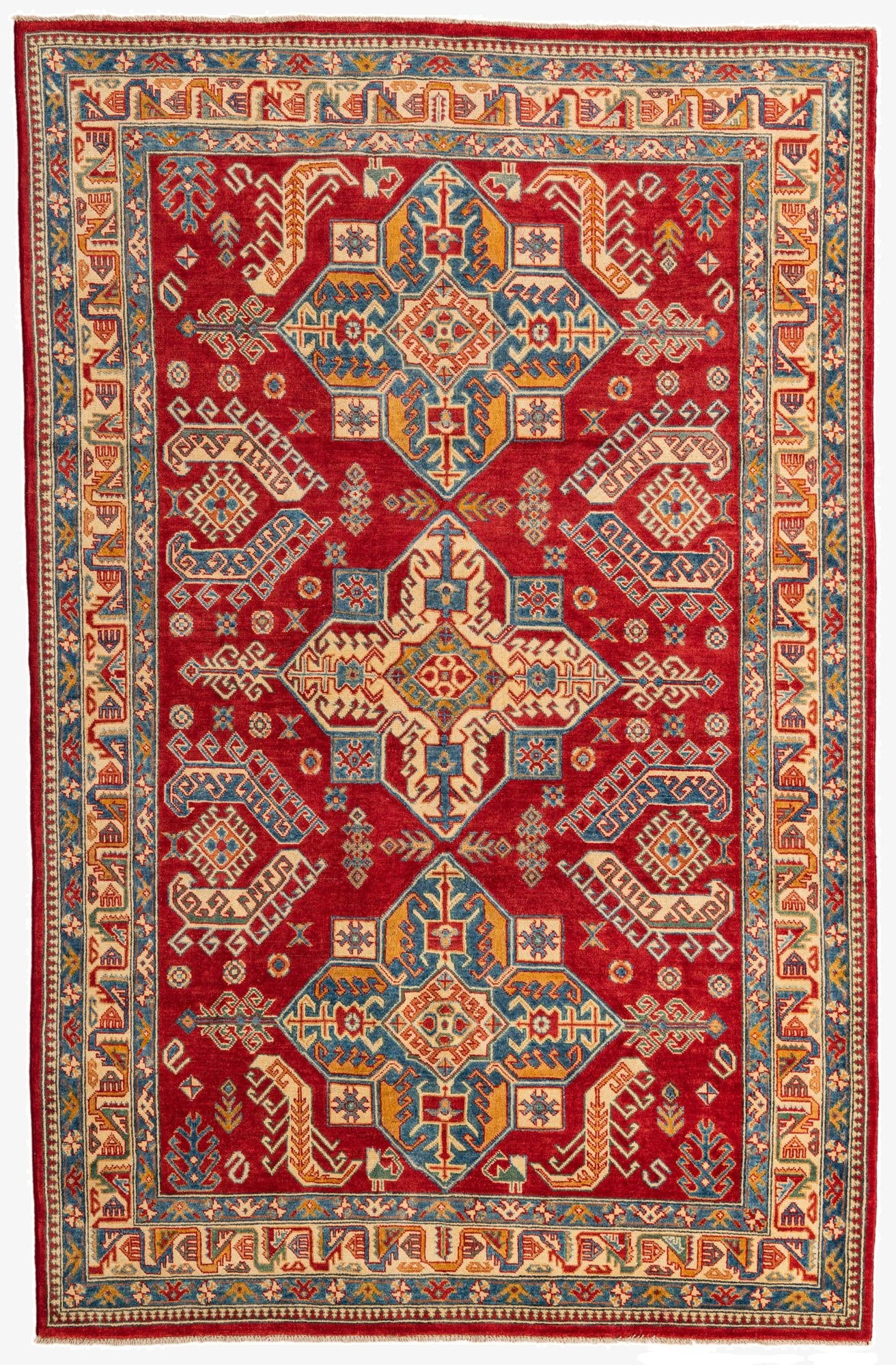  6' x 9' 4  Hand Knotted Kazak Rug