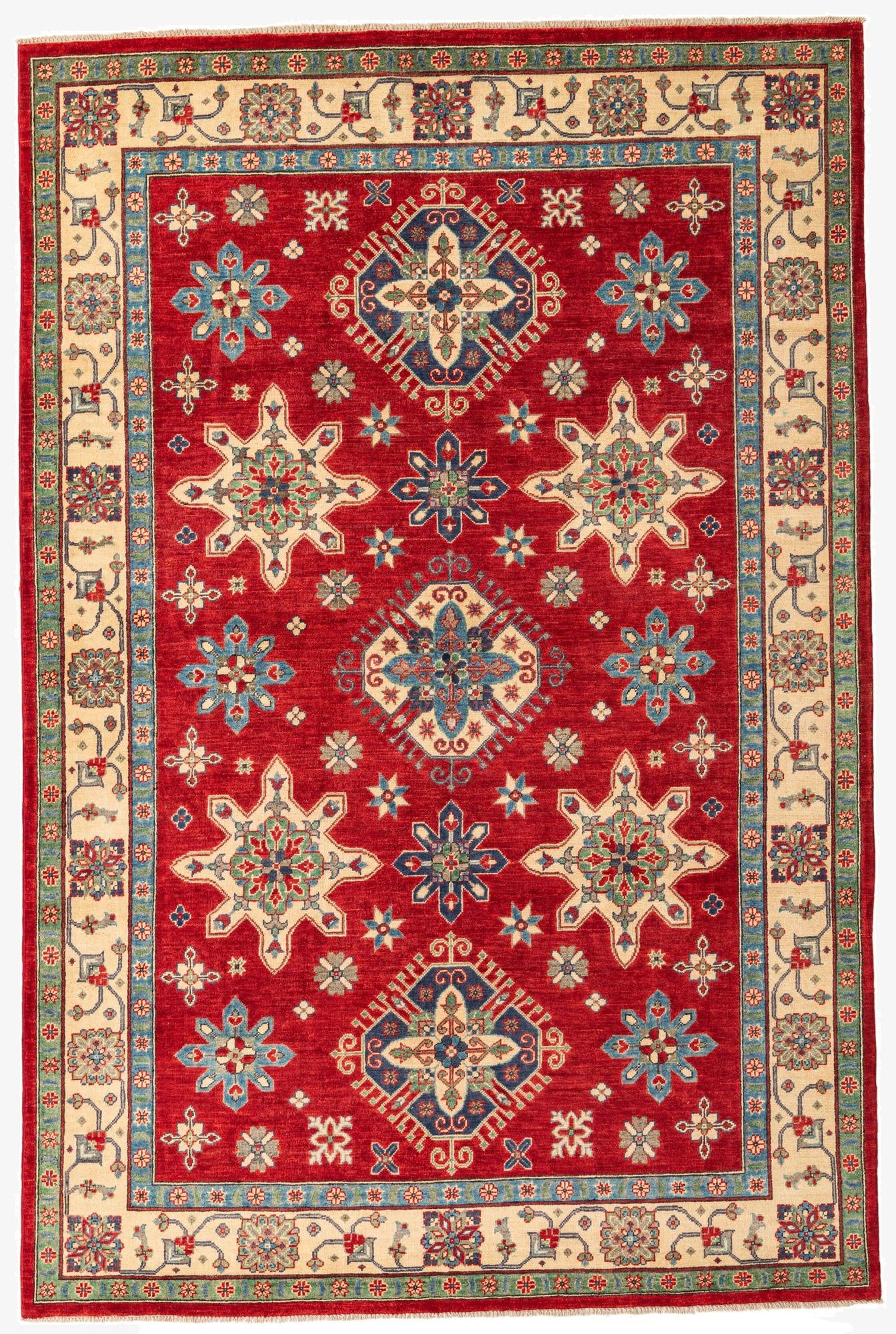  6' 6 x 9' 9  Hand Knotted Kazak Rug
