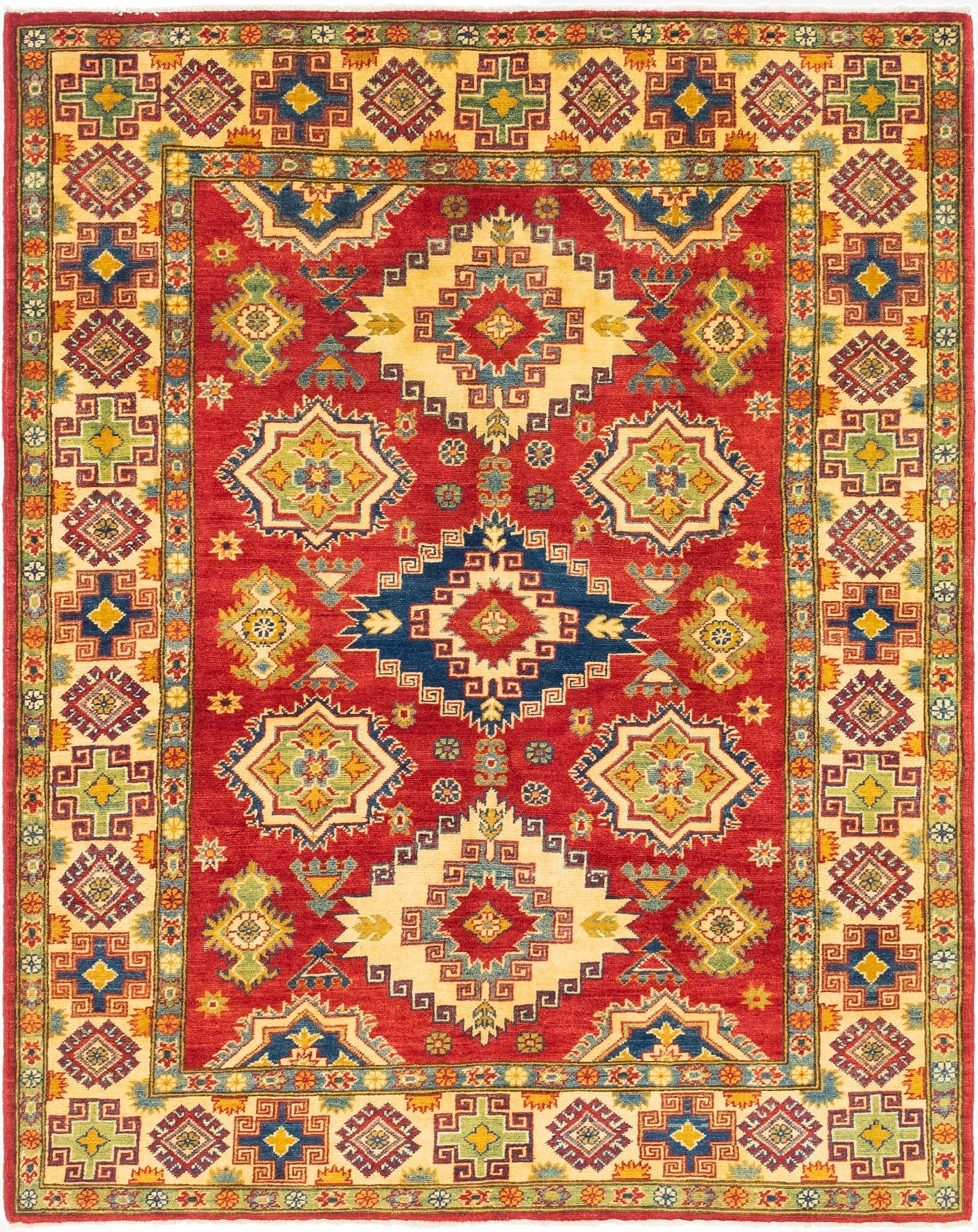  5' 2 x 6' 6  Hand Knotted Kazak Rug