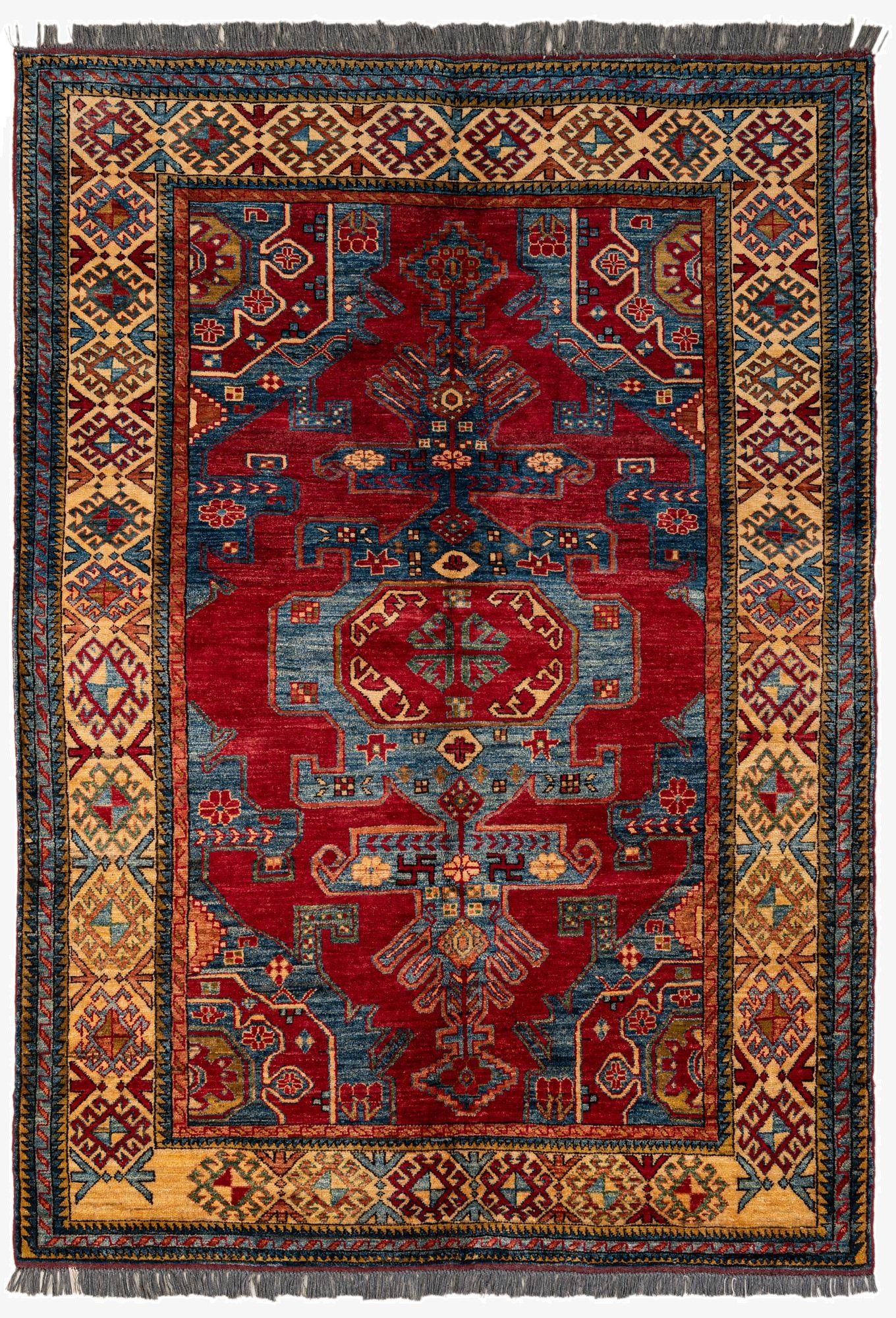  5' 1 x 7' 4  Hand Knotted Kazak Wool Rug