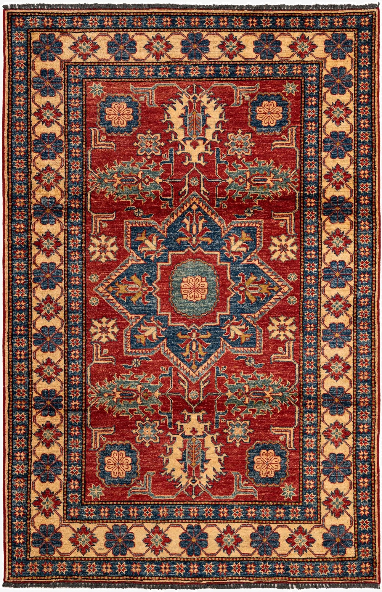  4' 6 x 6' 10  Hand Knotted Kazak Wool Rug