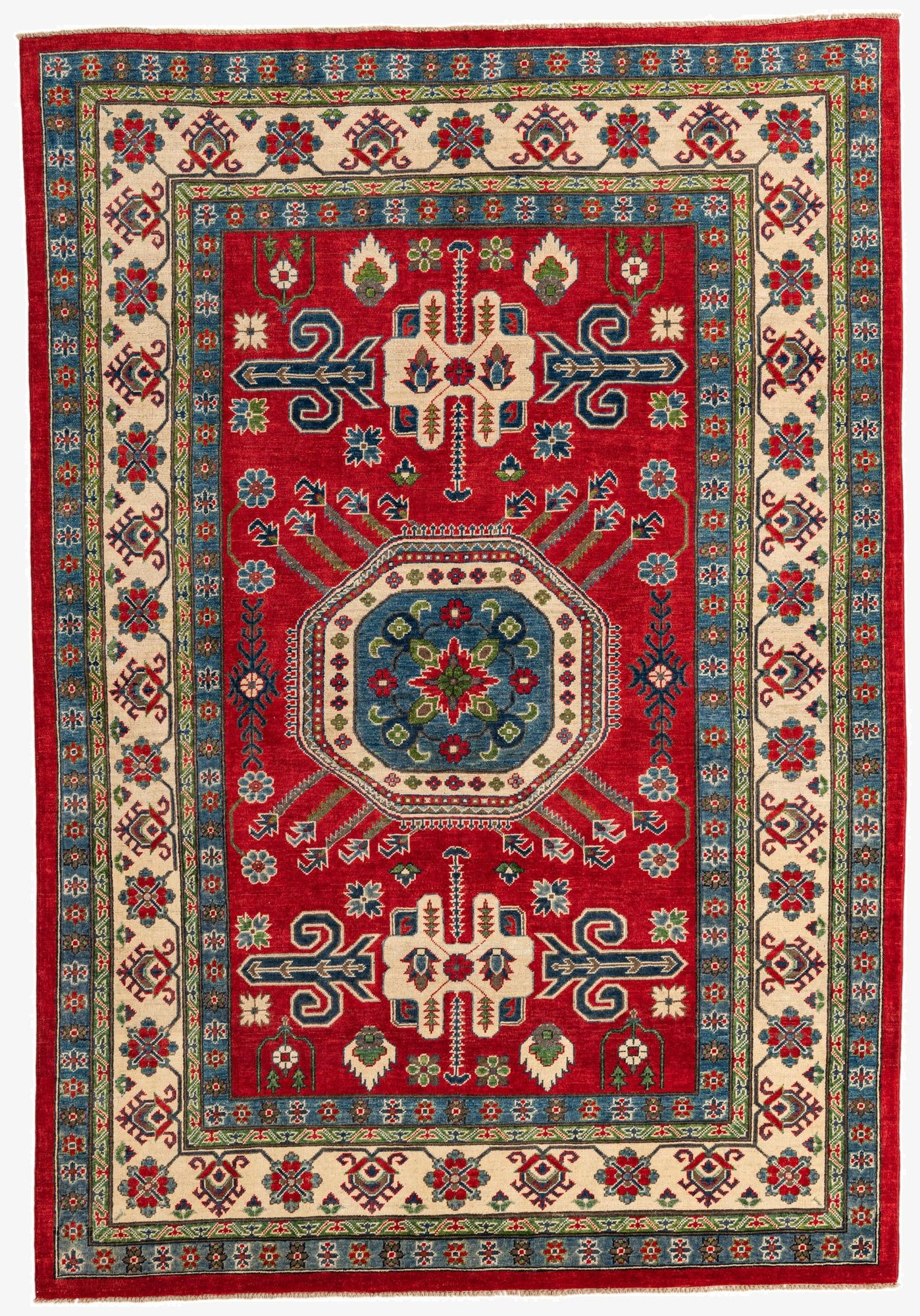  6' 7 x 9' 6  Hand Knotted Kazak Rug