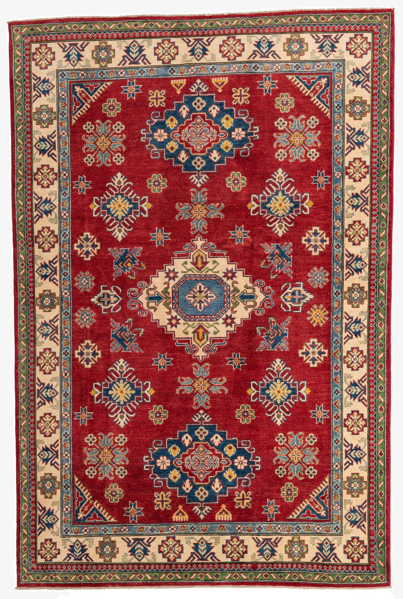  6' 4 x 9' 7  Hand Knotted Kazak Rug