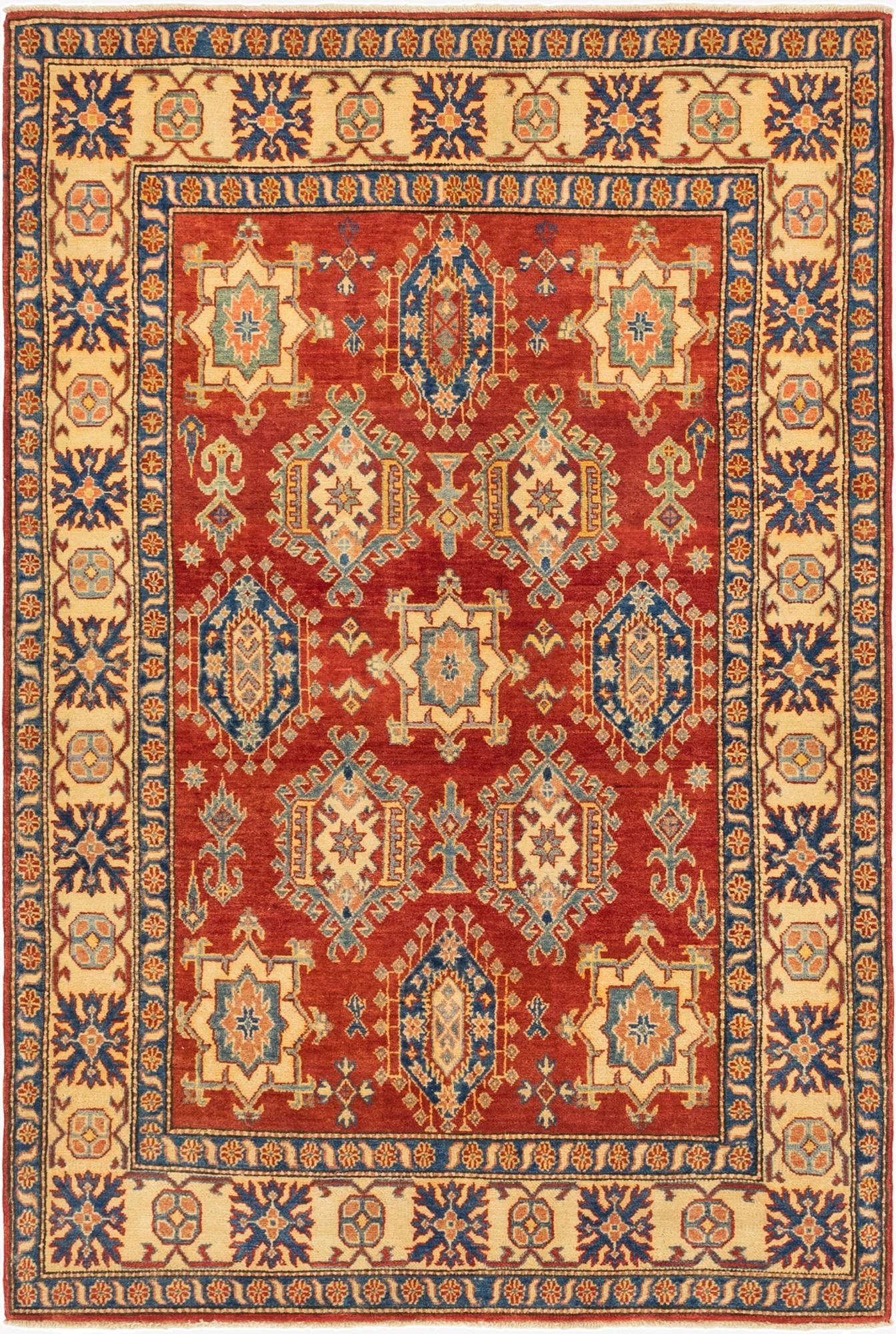  4' 10 x 7' 4  Hand Knotted Kazak Rug