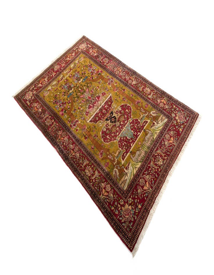 Detail image of  4' 5 x 6' 10  Hand Knotted Kerman Persian Wool Rug