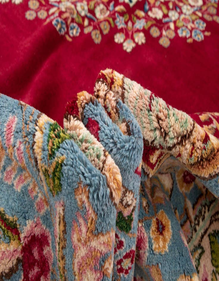 Detail image of  13' 4 x 14' 7  Hand Knotted Kerman Persian Rug