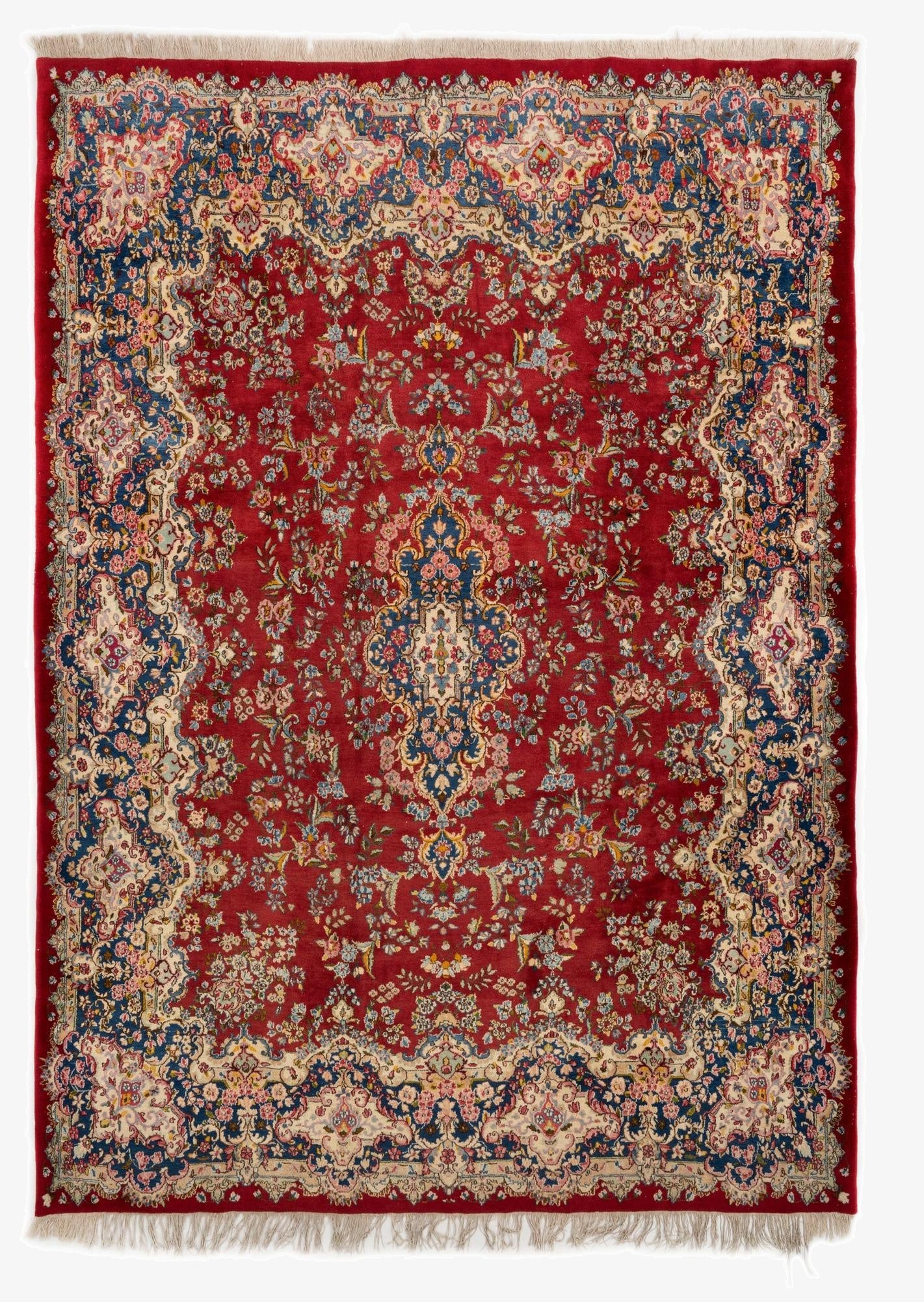  7' 11 x 10' 9  Hand Knotted Kerman Persian Wool Rug