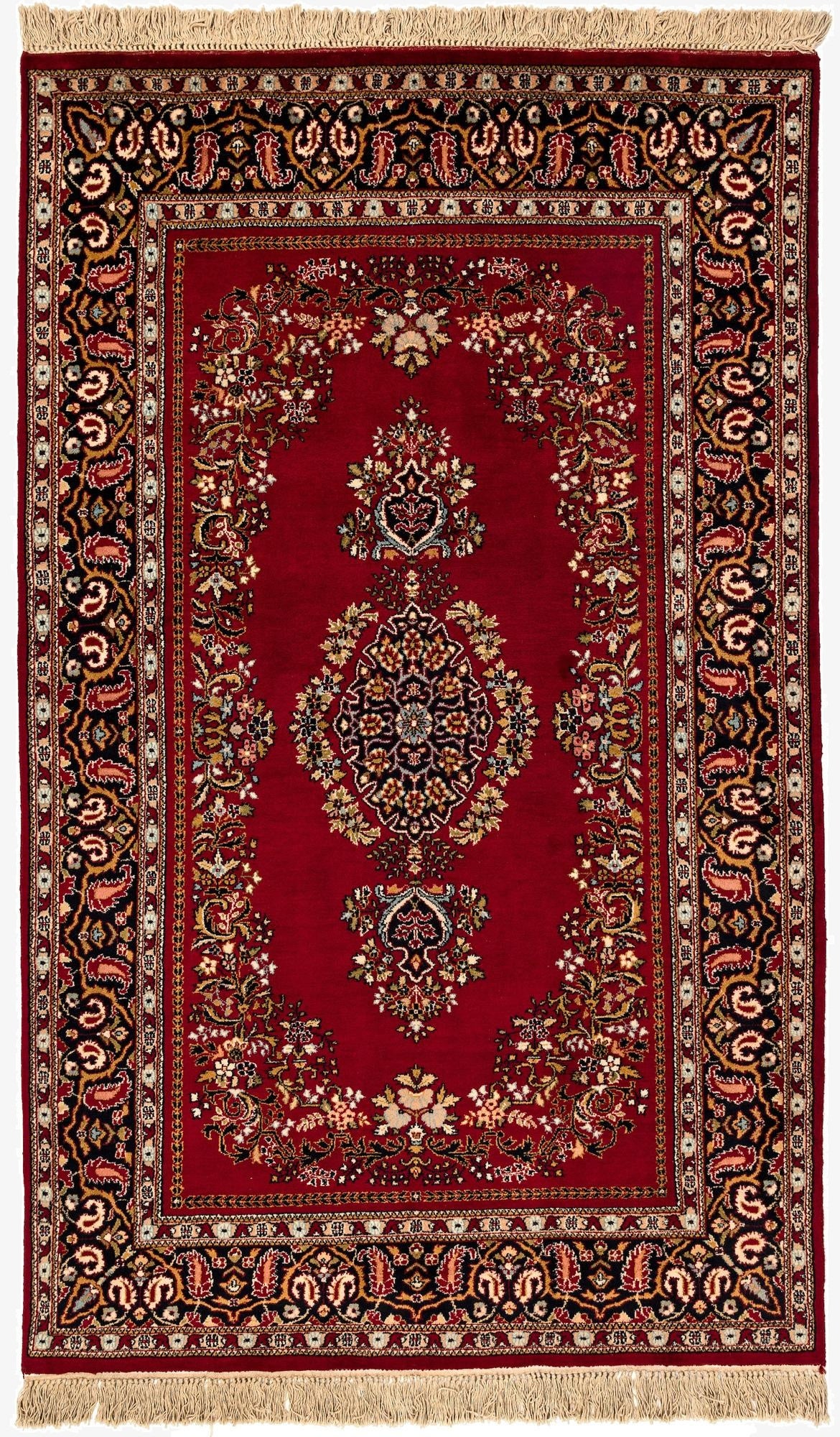  3' 10 x 6' 4  Hand Knotted Kerman Wool Rug