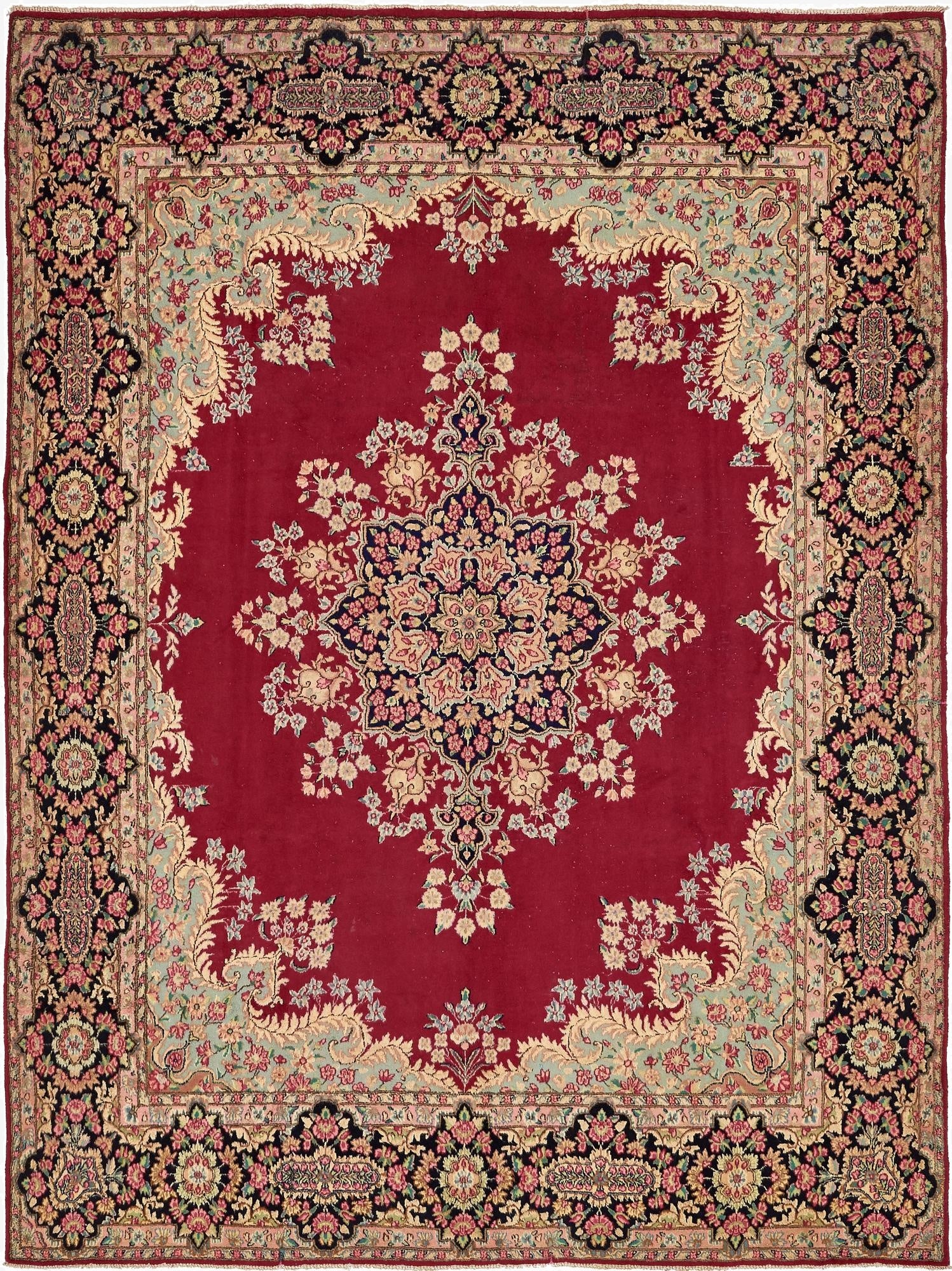  9' 8 x 12' 10  Hand Knotted Kerman Persian Wool Rug